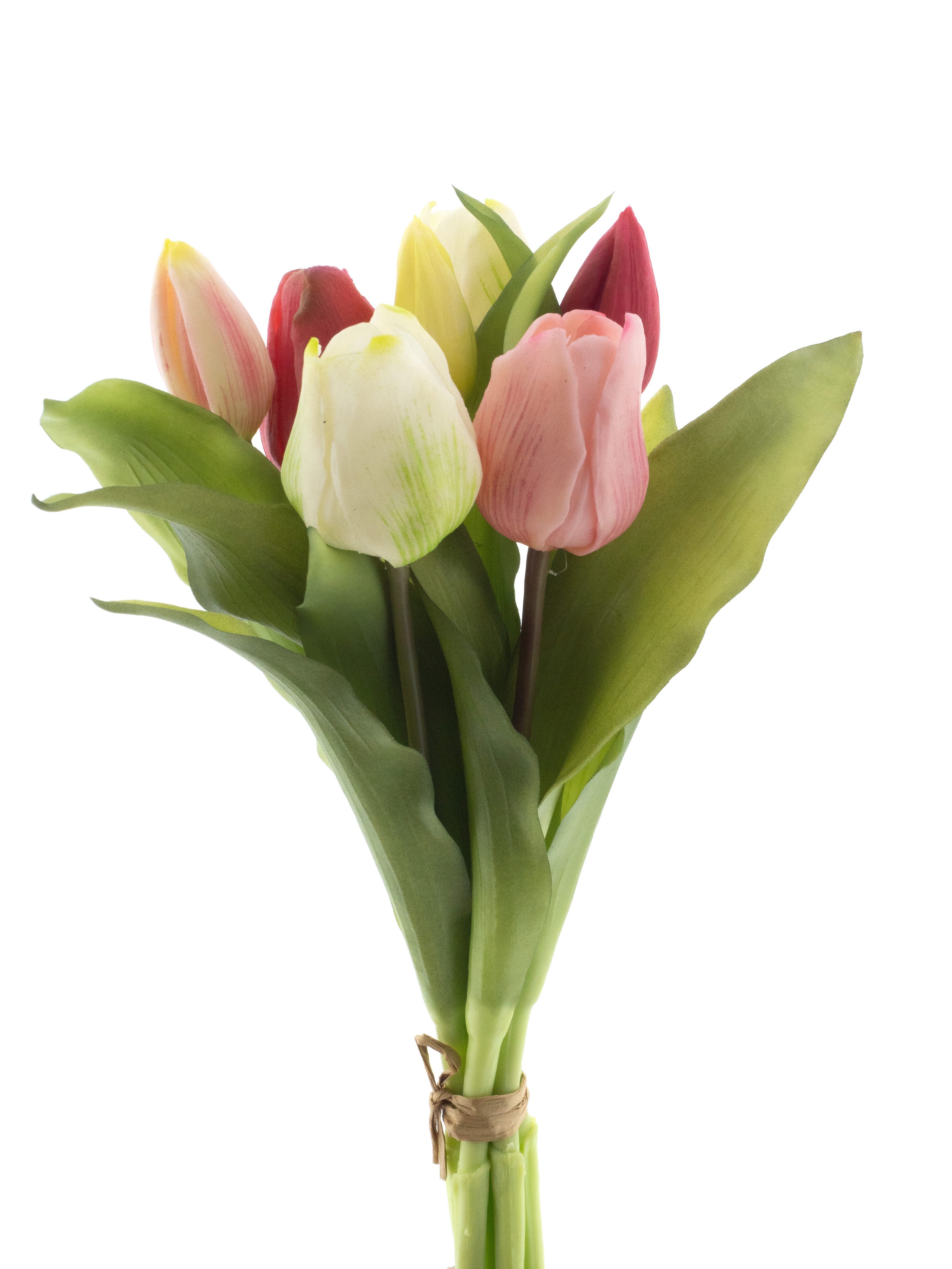 Kunsttulpe mit 4 Tulpen und 3 Tulpenknospen ca. 32cm künstliche Tulpen Tulp günstig online kaufen