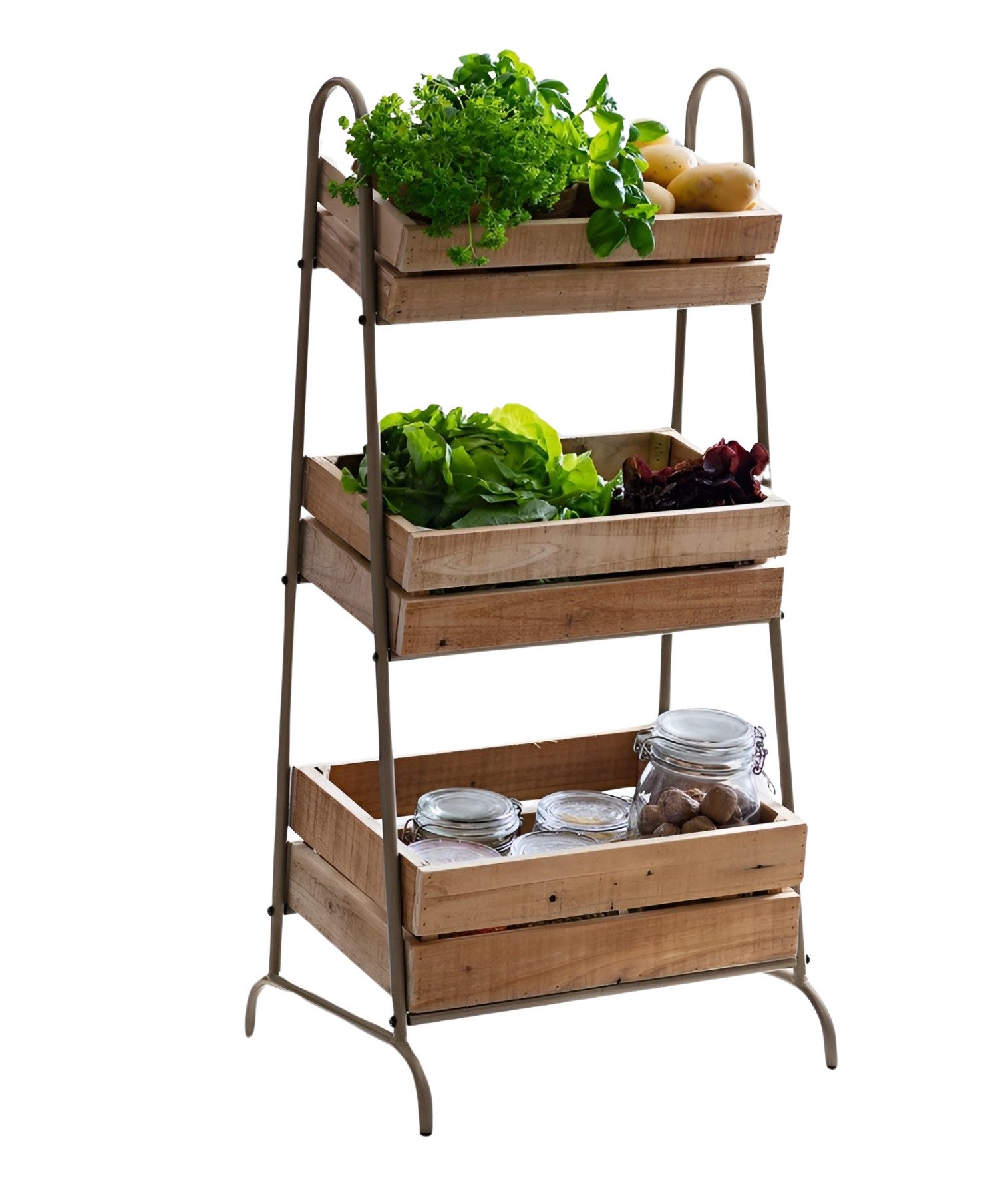 Dekoleidenschaft Standregal Kistenregal "Rustikal" mit 3 Kisten aus recycel günstig online kaufen