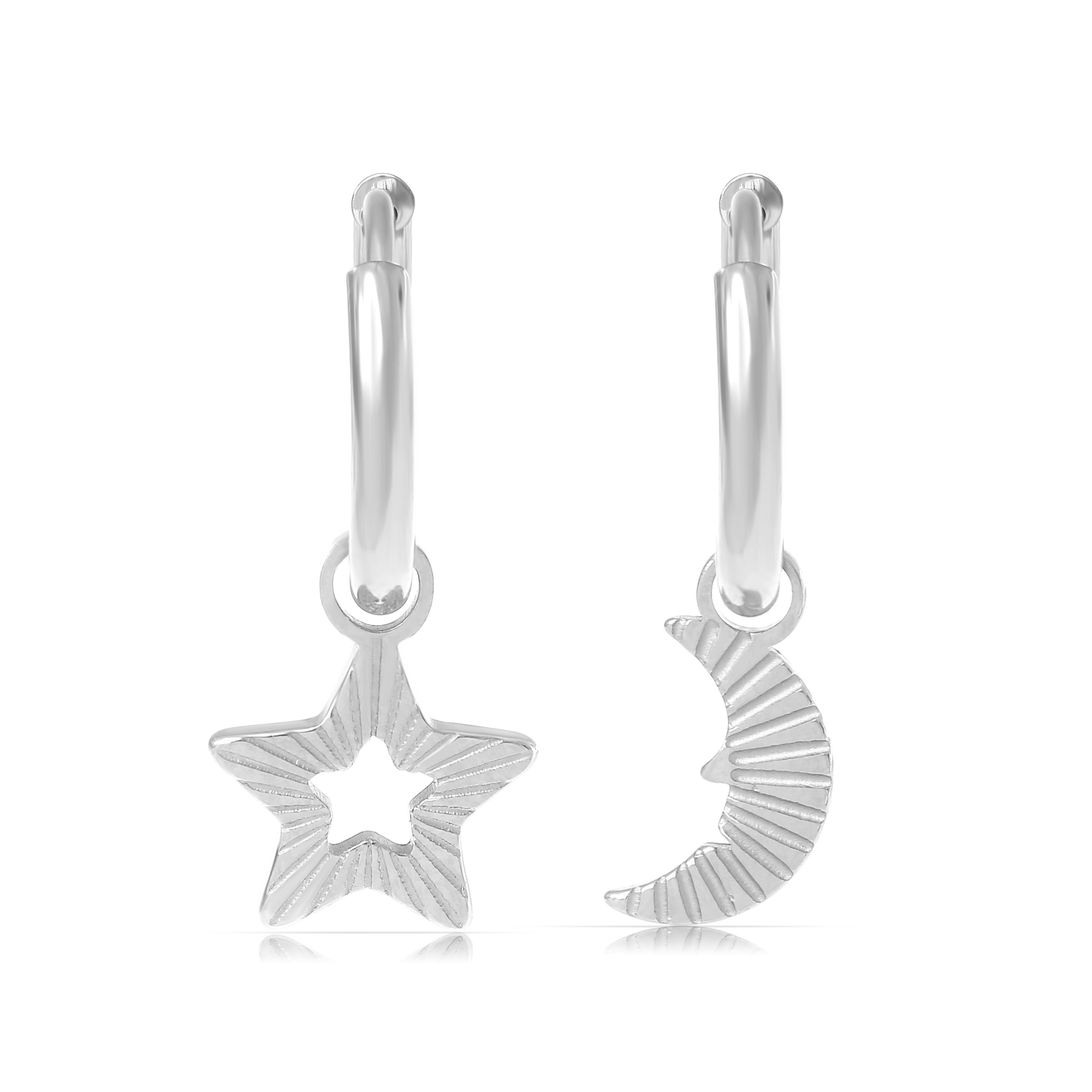 Made by Nami Paar Ohrhänger Set Ohrhänger Silber/Gold Edelstahl Stern Mond günstig online kaufen