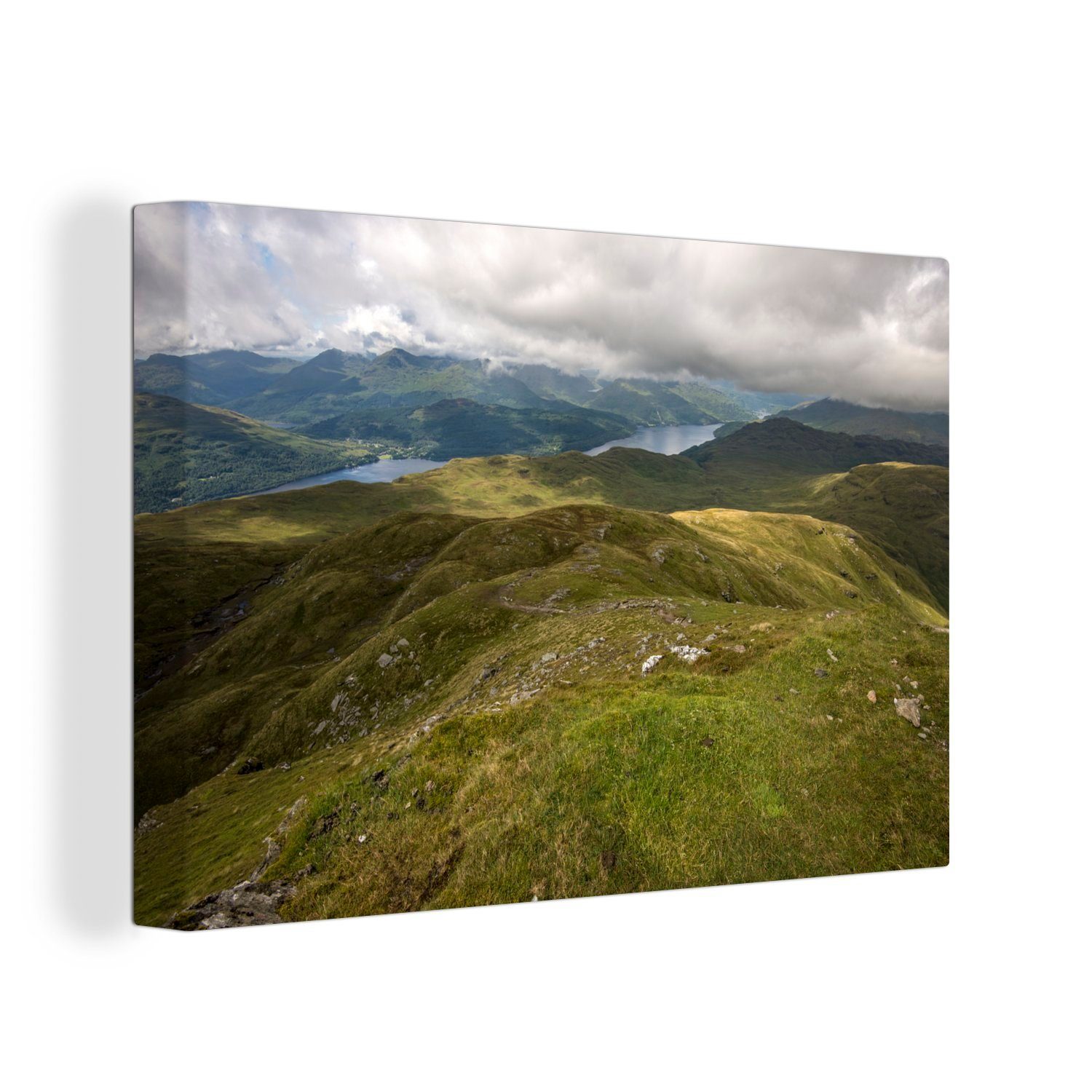 OneMillionCanvasses® Leinwandbild Grüne Täler im Loch Lomond and Trossachs National Park in Schottland, (1 St), Wandbild Leinwandbilder, Aufhängefertig, Wanddeko, 30x20 cm