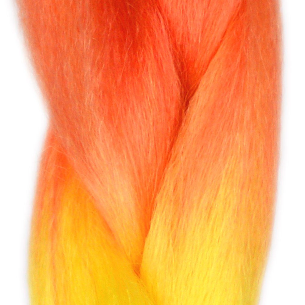 4-farbig Zöpfe BRAIDS! Braids 3-DY Flechthaar YOUR Pack im 3er Jumbo MyBraids Kunsthaar-Extension Dunkles Orange-Sonnengelb-Silberblau-Purpur