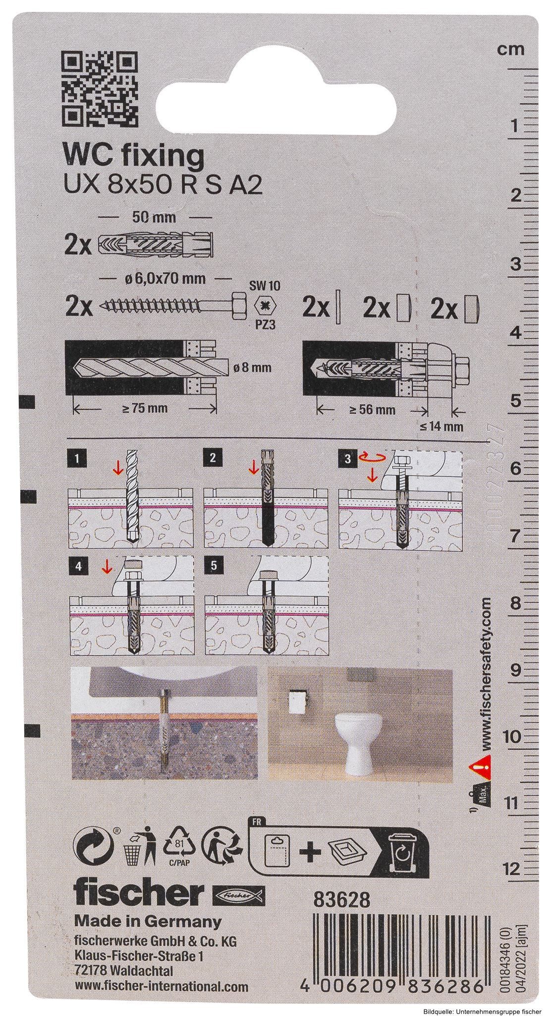 Fischer Bad-Befestigungsset Befestigungs - Set WC N, (2-St)
