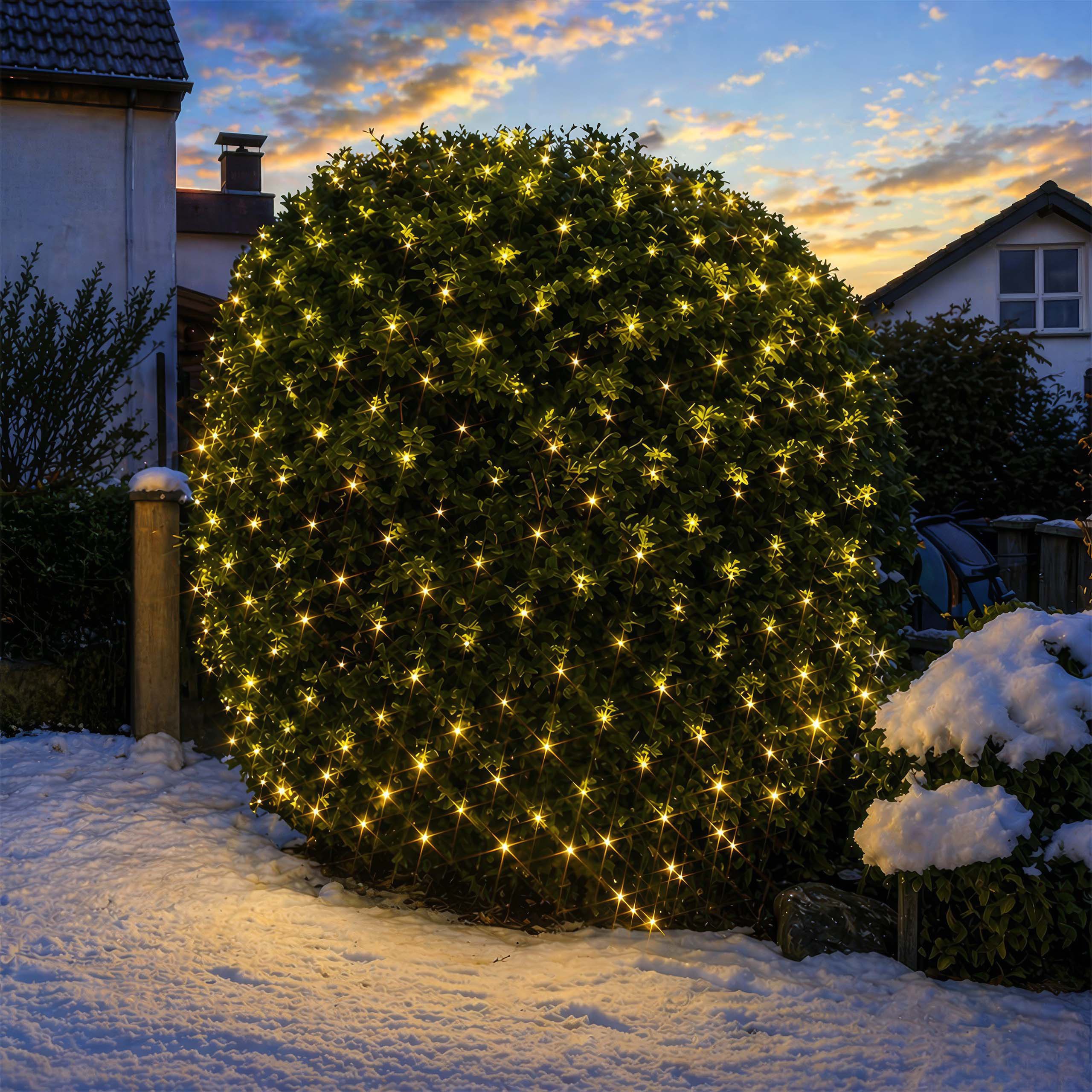 OTTO home LED-Lichternetz Ellnor, Dunkelgrüne Kabelfarbe, IP44, warmweiß, Timer, Lichternetz