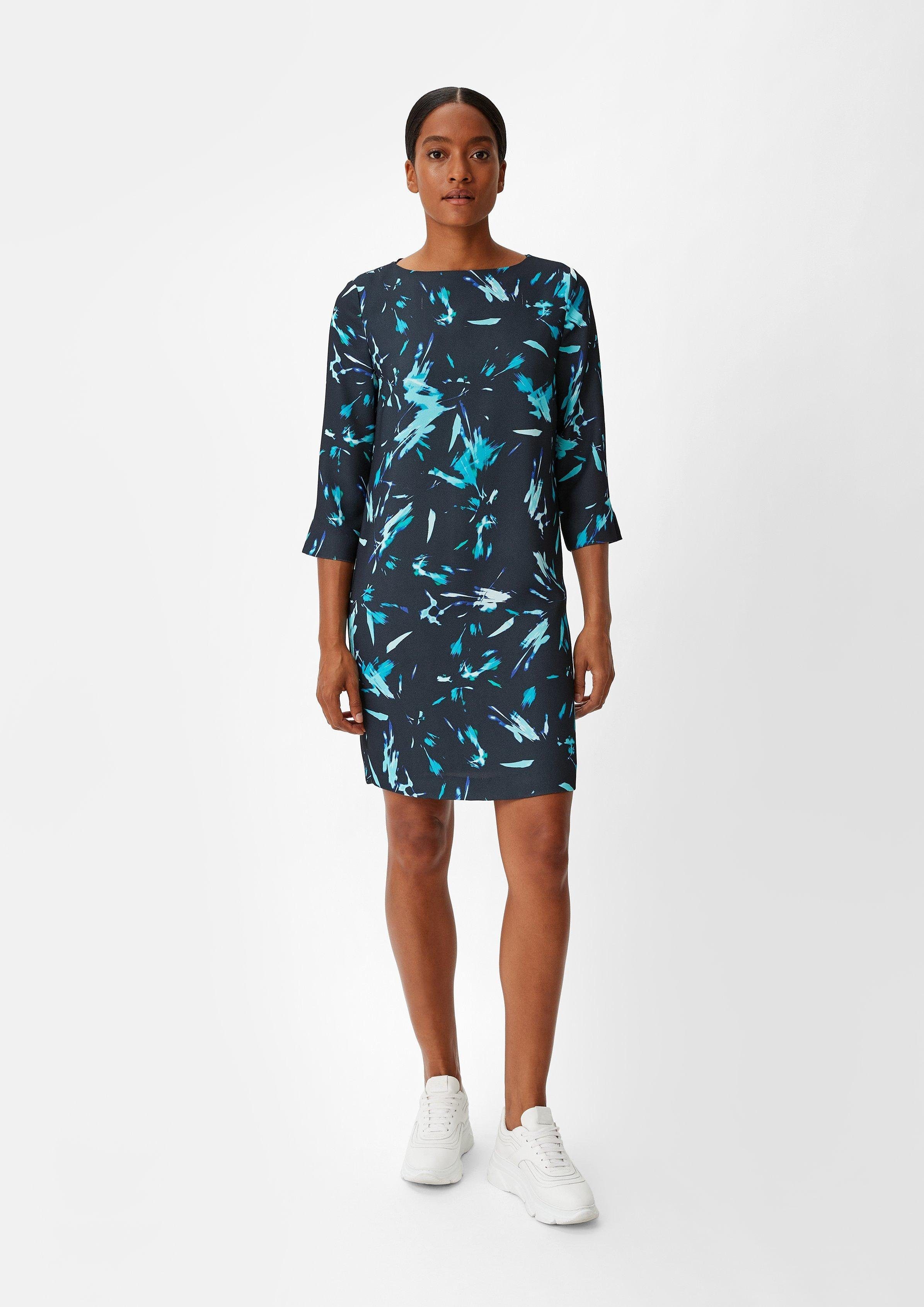 Minikleid Crêpe-Kleid mit 3/4-Ärmeln