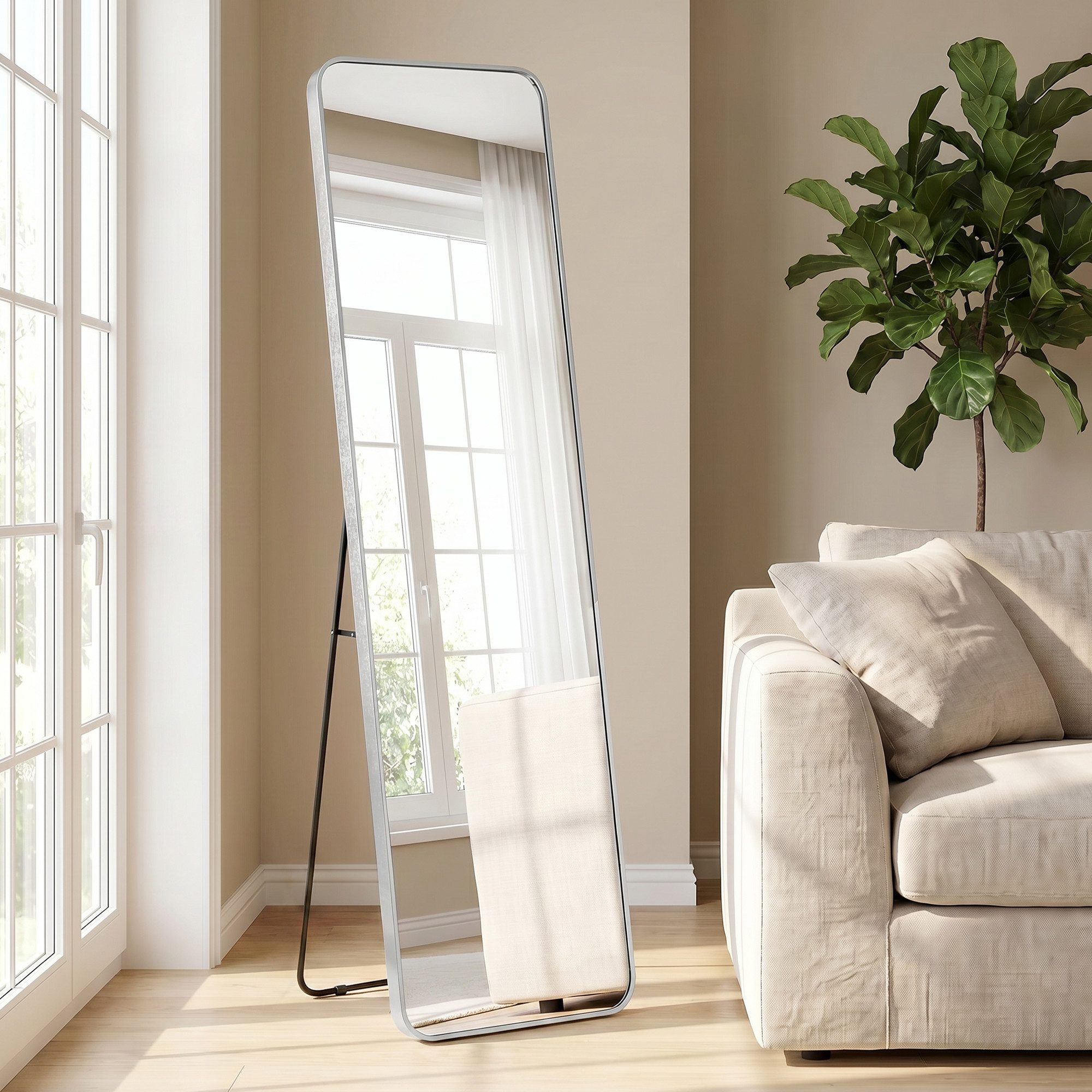 OTTO home Spiegel Standspiegel Addrik, wahlweise in 2 Größen 150x40cm oder 160x50cm (als Wandspiegel und Standspiegel einsetzbar, Rahmen aus Metall), Ganzkörperspiegel mit Sicherheitsglas, in verschiedenen Farben