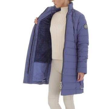 Ital-Design Wintermantel Damen Freizeit Kapuze (abnehmbar) Gefüttert Kurzmantel in Blau