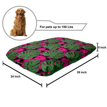 Abakuhaus Hundematratze beissfestes Kissen für Hunde und Katzen mit abnehmbaren Bezug, Tropisch Groß und detaillierte Blätter