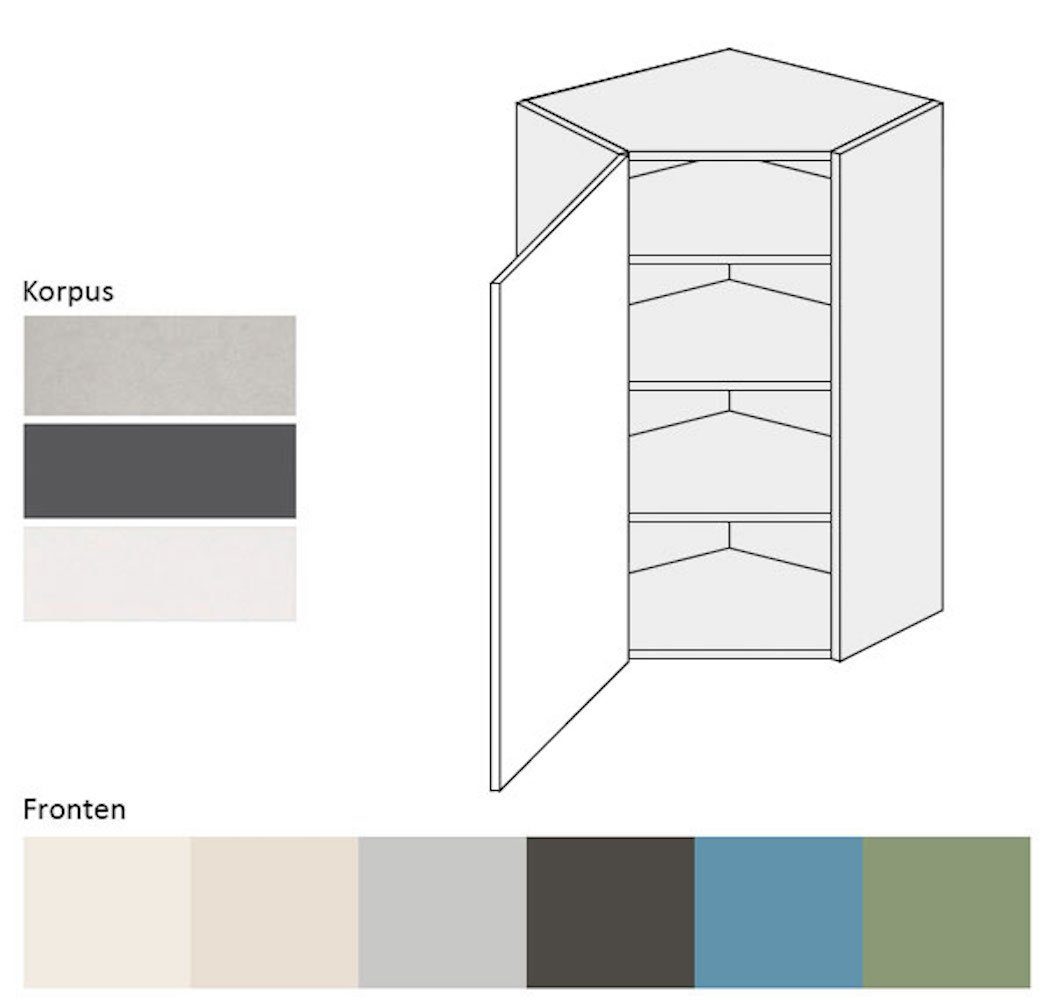 wählbar Eckhängeschrank 9010 reinweiß 60cm RAL 1-türig matt Amaro Feldmann-Wohnen Front- Korpusfarbe (Amaro) und