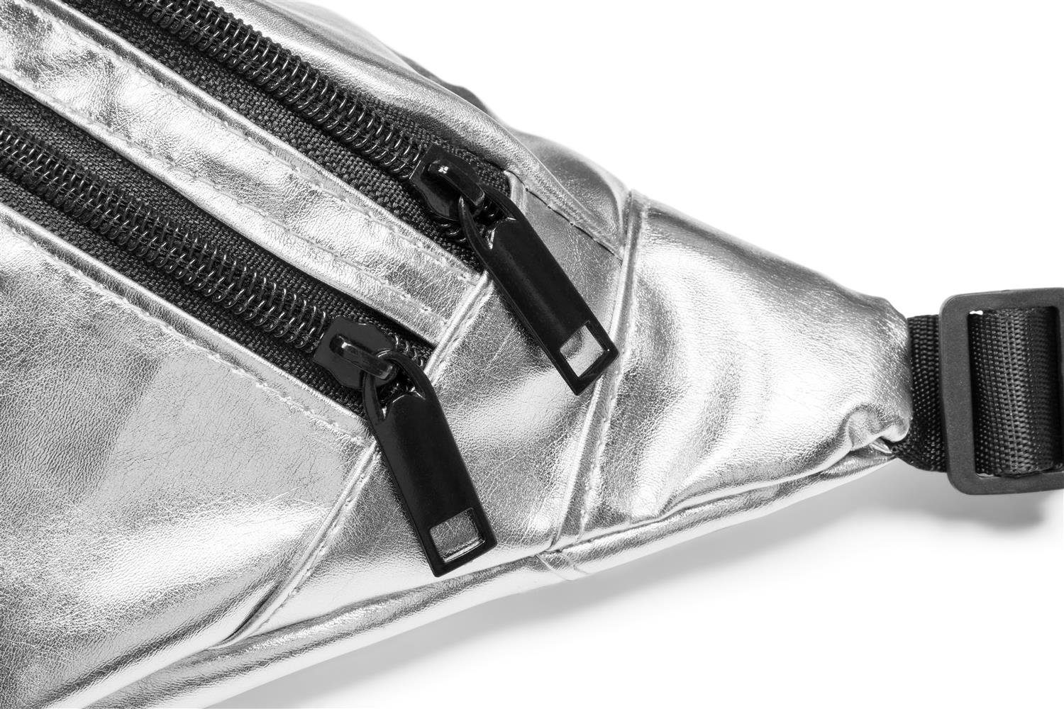 Bauchtasche Gürteltasche, Gürteltasche Silber Metallic (1-tlg), styleBREAKER