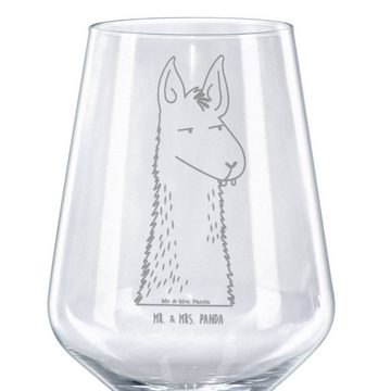 Mr. & Mrs. Panda Rotweinglas Lamakopf Genervt - Transparent - Geschenk, Büroalltag, Hochwertige We, Premium Glas, Unikat durch Gravur