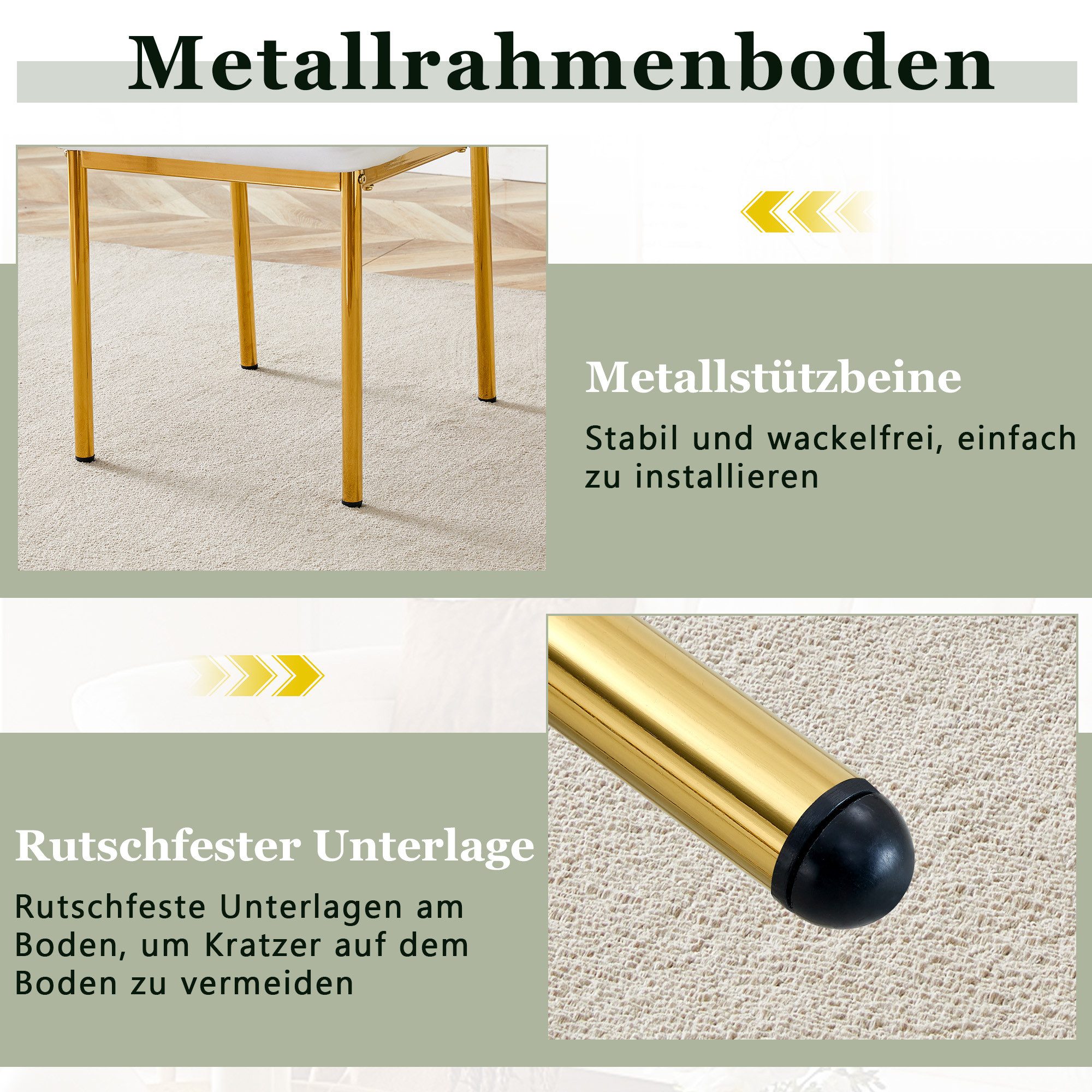 JUFU Esszimmerstuhl 4er Set leichter Esszimmerstühle PU-Polsterung + Metallbeine (4 St) – Bild 5 von 5