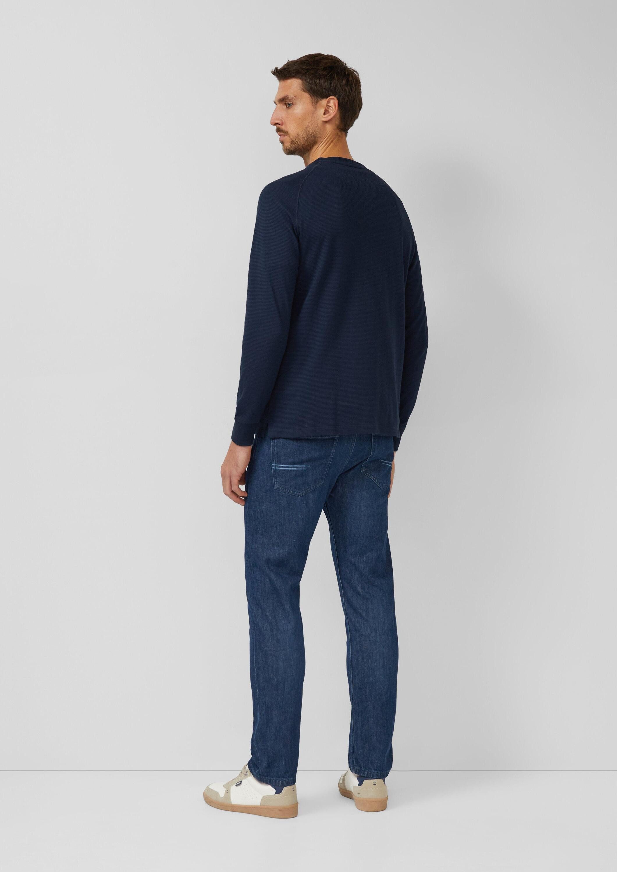 s.Oliver Langarmshirt T-Shirt Strukturiertes Langarmshirt mit Henley-Ausschnitt