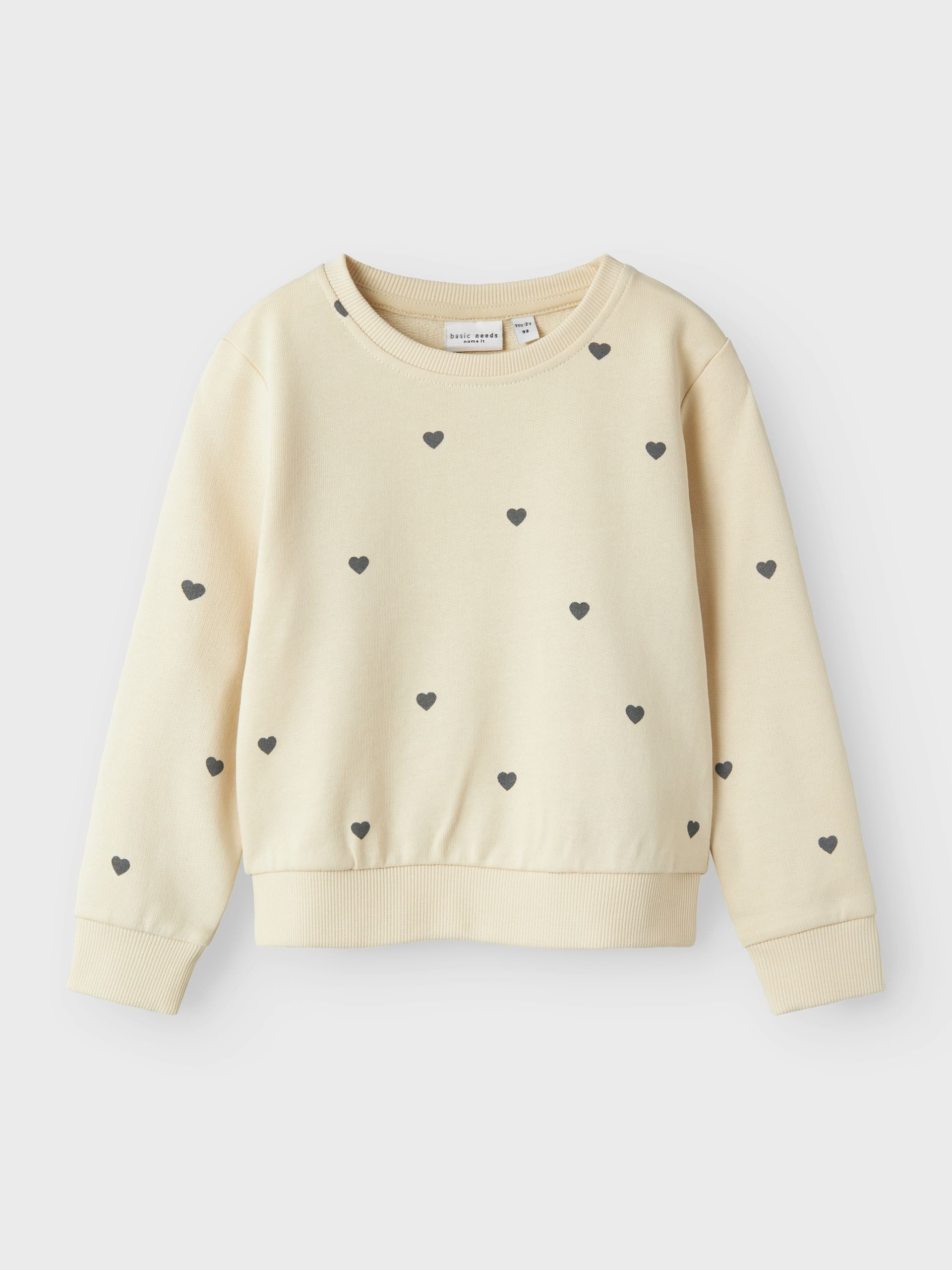 Sweatshirt NMFVALBA – Sweater mit Herzchen-Alloverdruck und Rippbündchen