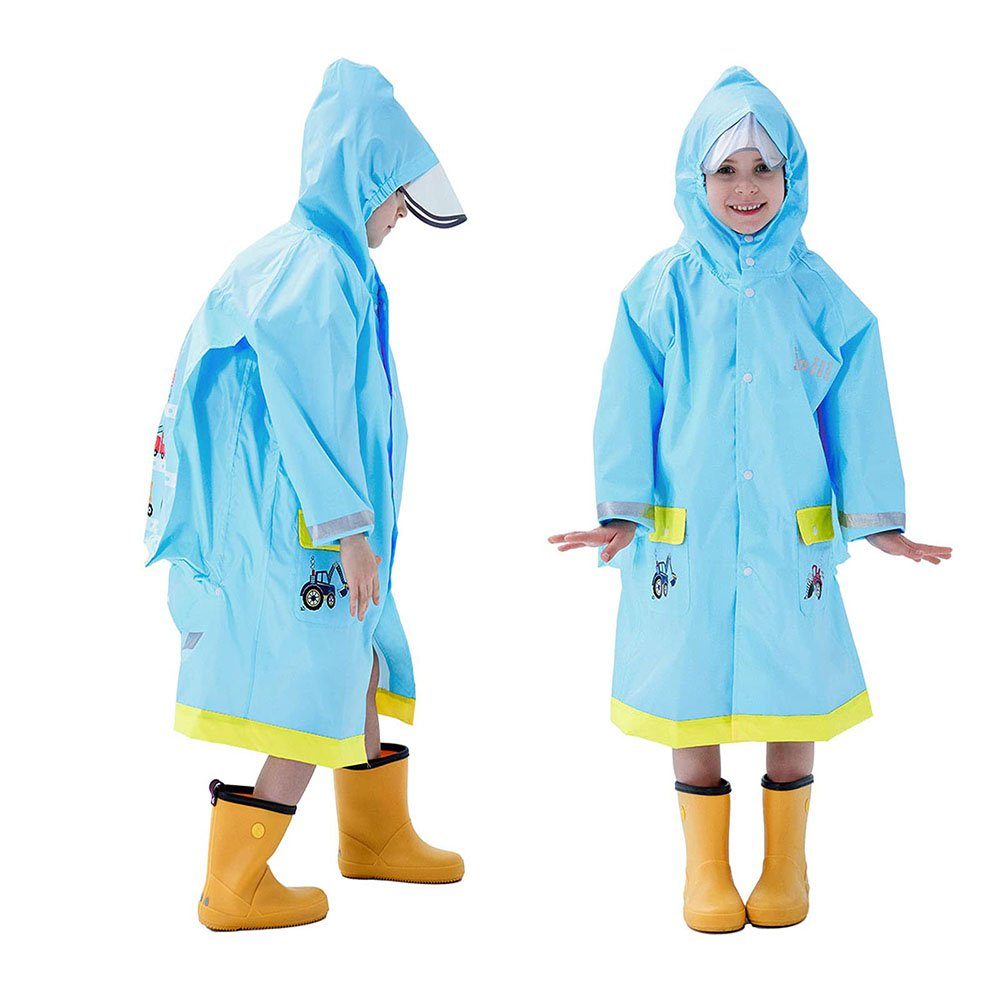 blau(L) Regenmantel Regenponcho, Regenanzug, Regenmantel, Regenjacken GelldG Atmungsaktiv Kinder