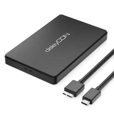 deleyCON Festplatten-Gehäuse deleyCON USB-C Festplattengehäuse 2,5" HDD SSD 7mm 9mm USB 3.1 Gen 1