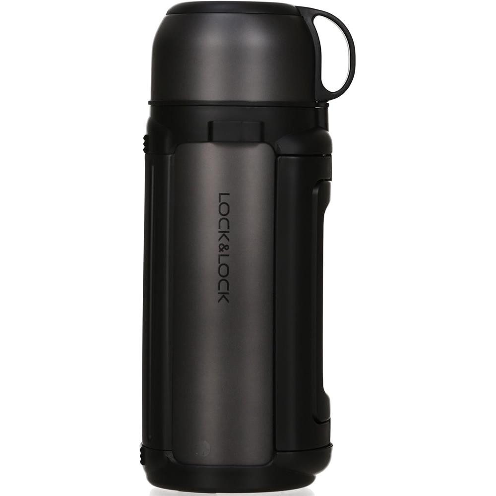 LocknLock Isolierflasche Isolierkanne 1,5 L, Kupferbeschichtung, Doppelwand, Becher, Tragegurt, auslaufsicher