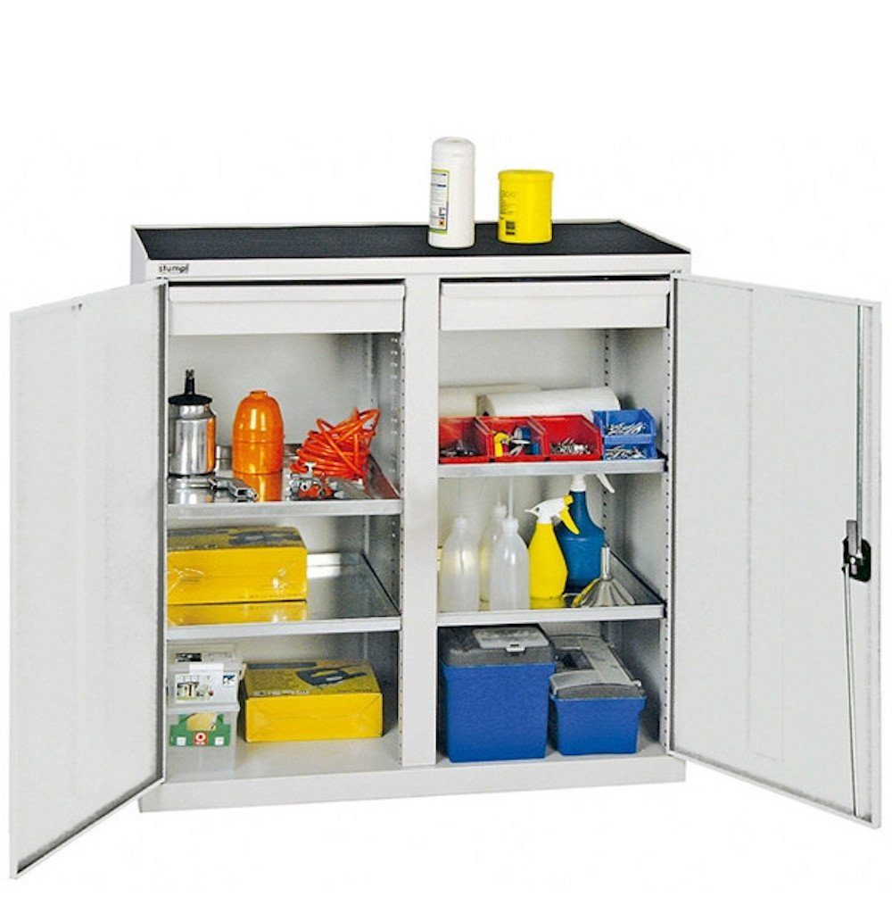 PROREGAL® Werkzeugschrank Werkzeugschrank 2 Türen, HxBxT 100x100x50cm, Lichtgrau/Lichtgrau