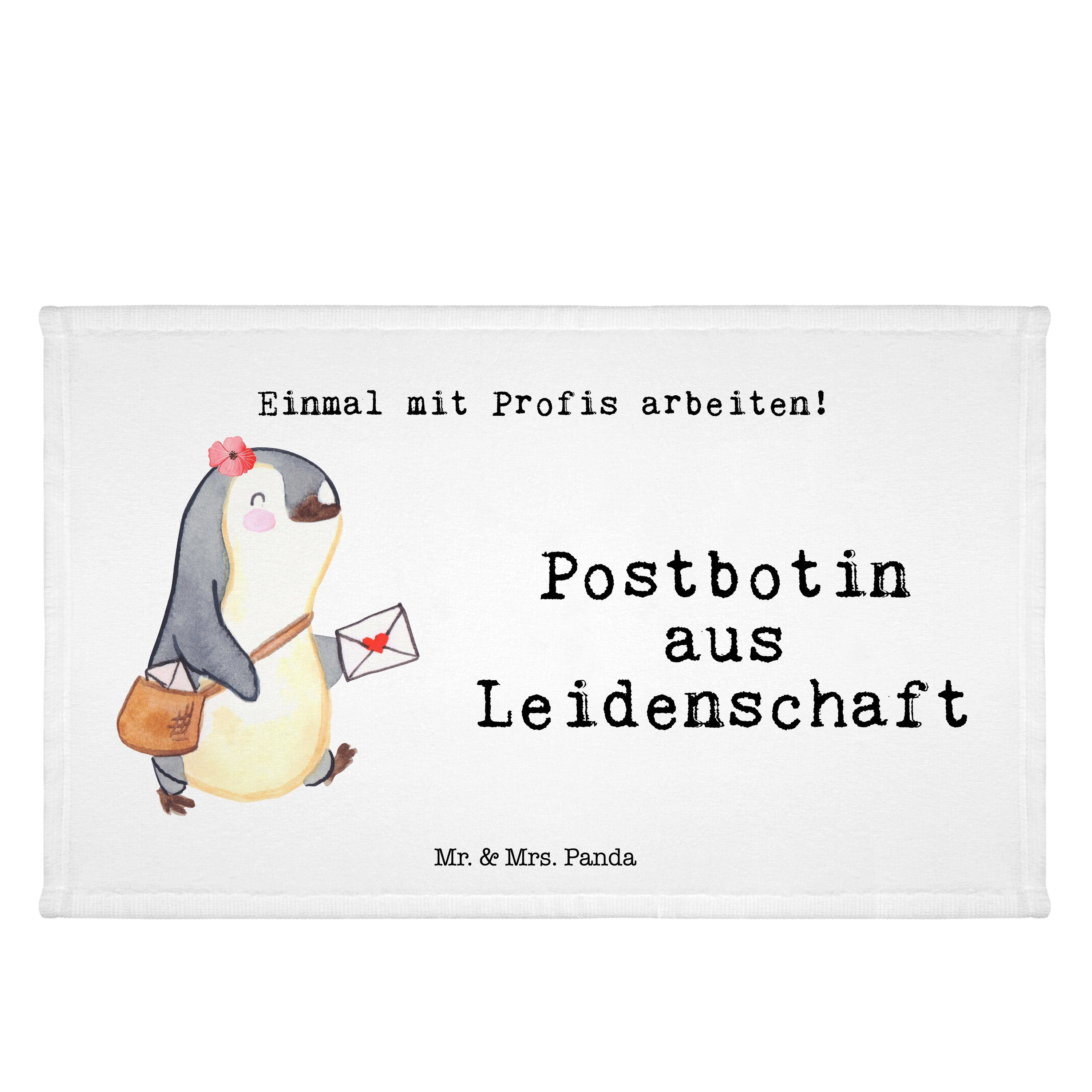 & Mr. dich, aus Leidenschaft Panda Pos, Frottier, - (1-St) Handtuch Mrs. Postbotin - Geschenk, Weiß für