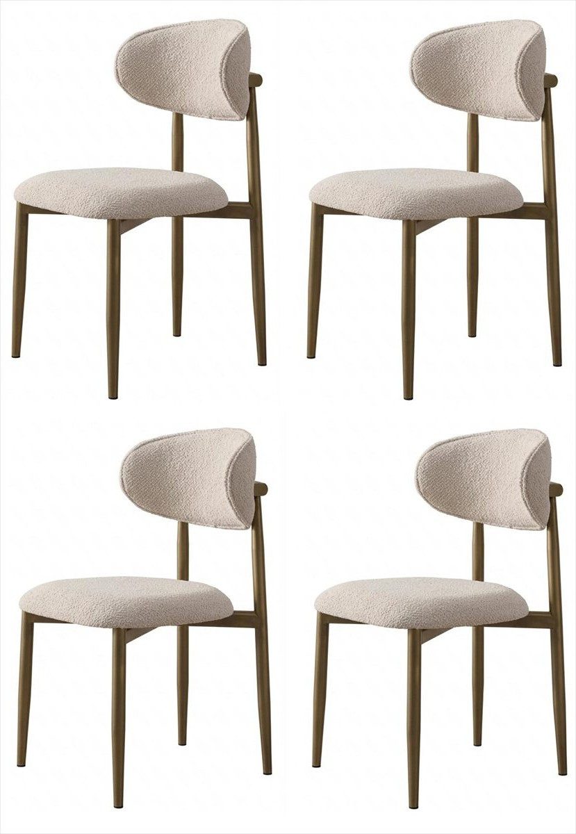 Xlmoebel Sitzgruppe 4 Esszimmerstühle Beige Polsterstuhl Holzgestell Modern, (4-tlg., 4er-Set)