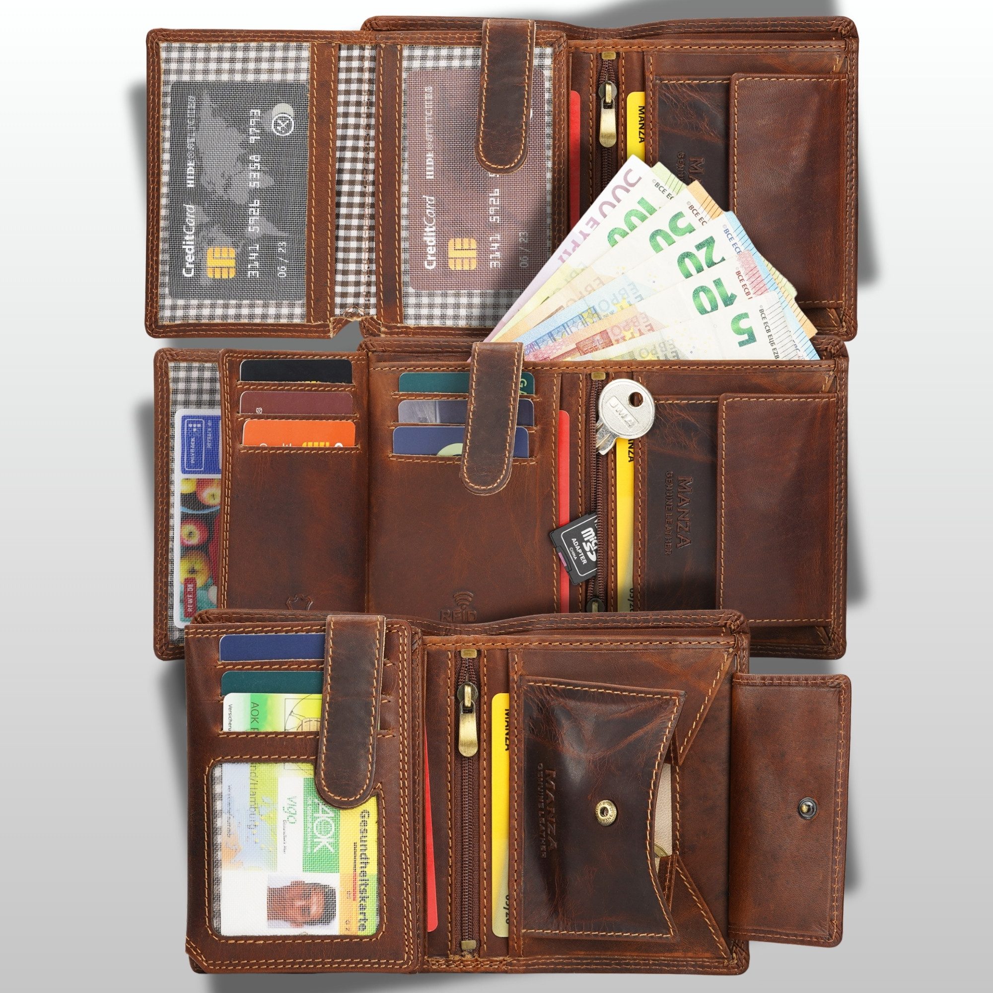 Manza Geldbörse Geldbörse Herren Schwarz mit RFID, Geheimfach und Geschenkb günstig online kaufen