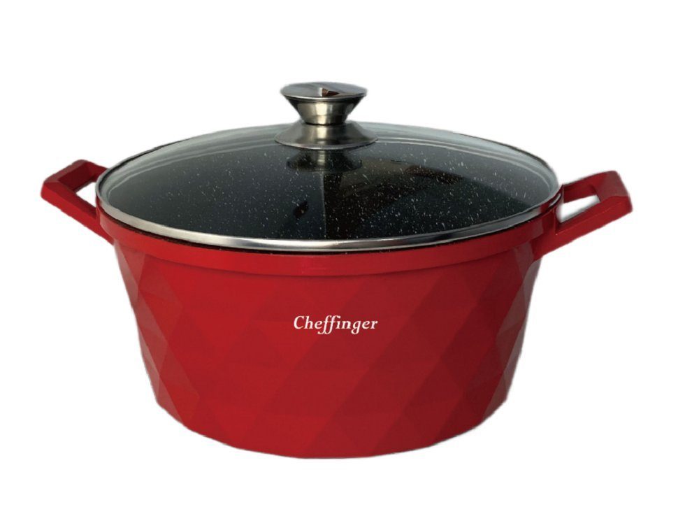 Cheffinger Kochtopf Alu Guss Glasdeckel Ø32cm Induktion Suppentopf