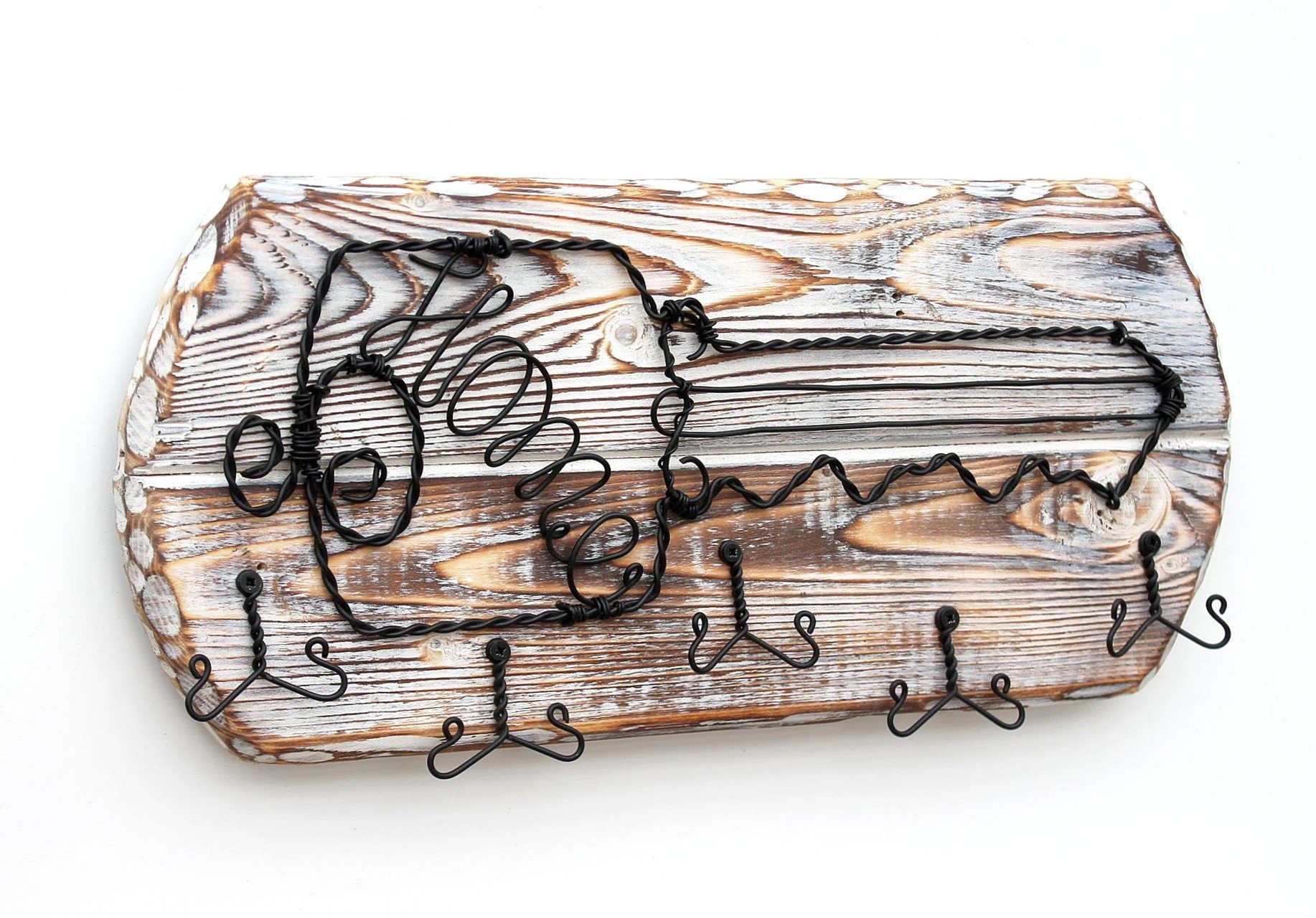 DanDiBo Schlüsselbrett Schlüsselbrett Holz Schlüsselboard 93910  Schlüsselhaken handgemacht Handmade Bügel Holzschlüssel