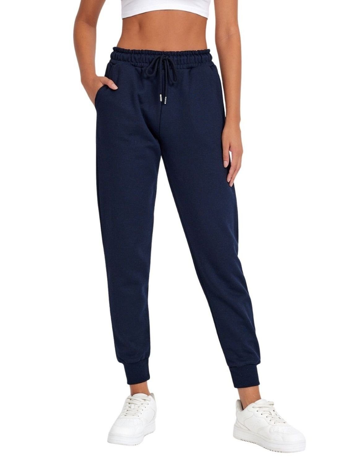 Damen Sweatpants -Baumwolle Passform COMEOR Dunkelblau Freizeithosen, Jogginghose Trainingshosen, (1-tlg) mit Regular Sporthose,