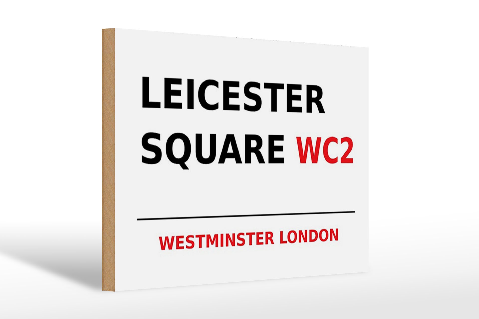 Femer GmbH Holzbild London 30x20cm Westminster Leicester Square WC2, (1 St), Glatte Holzfaserplatte (MDF), vorn beschichtet