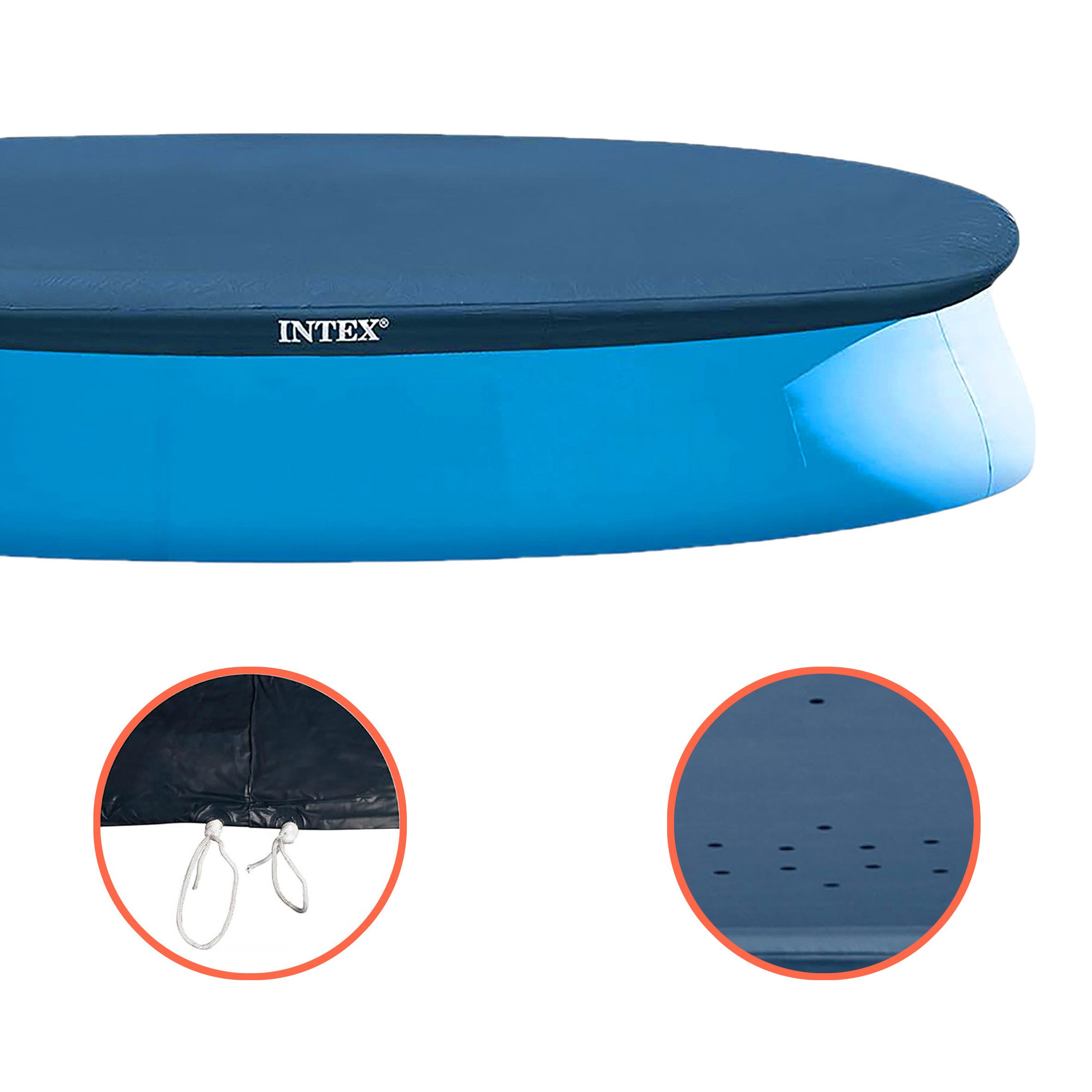 Intex Pool-Abdeckplane Poolabdeckung rund blau - 424 cm (Anzahl, 1-St., Plane), ca. 30 cm seitlicher Überhang