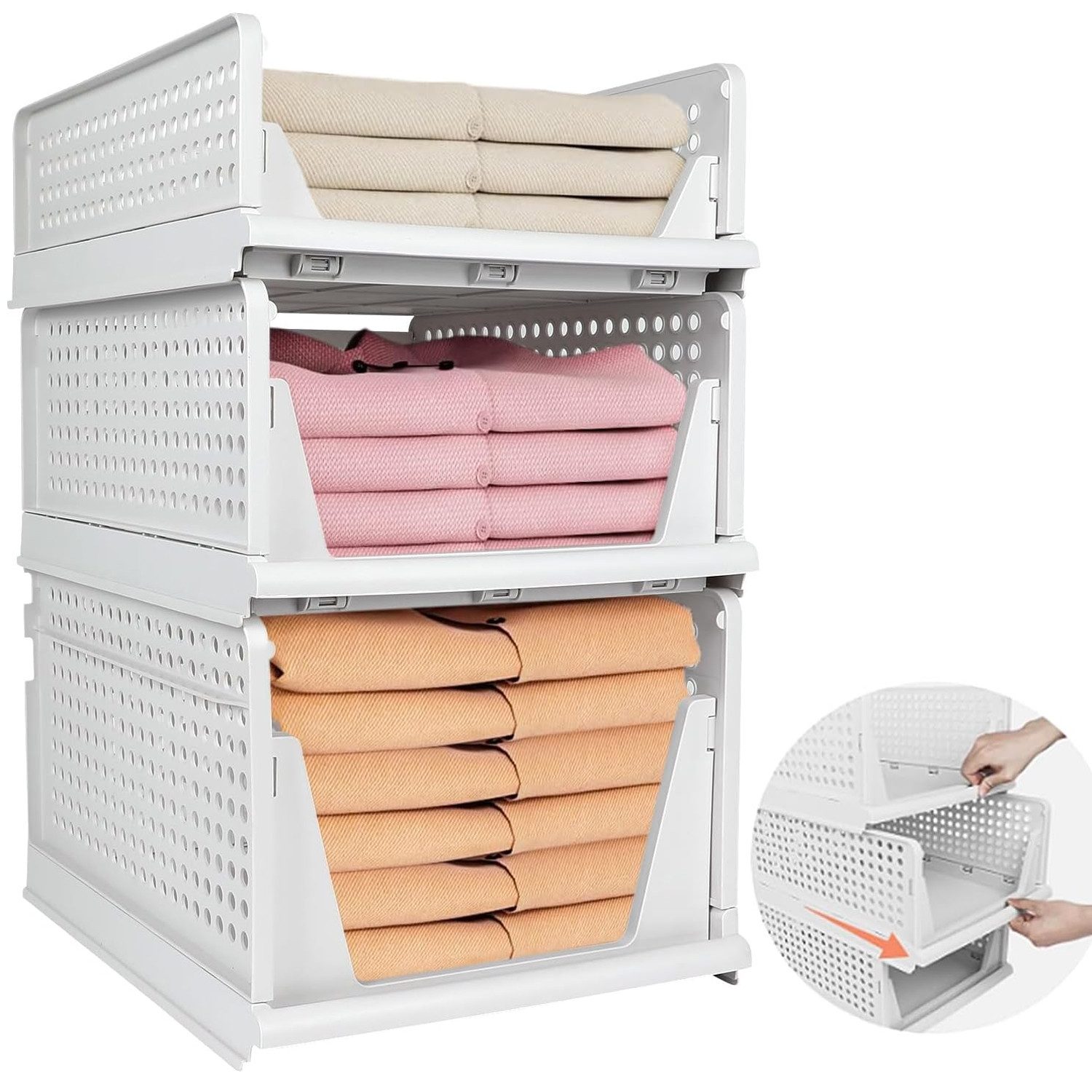 NUODWELL Aufbewahrungsbox Faltbare Schubladenboxen, stapelbarer Kleiderschr günstig online kaufen