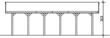 Skanholz Einzelcarport Wallgau, BxT: 380x900 cm, 215 cm Einfahrtshöhe, 380x900cm, schwarze Schindeln