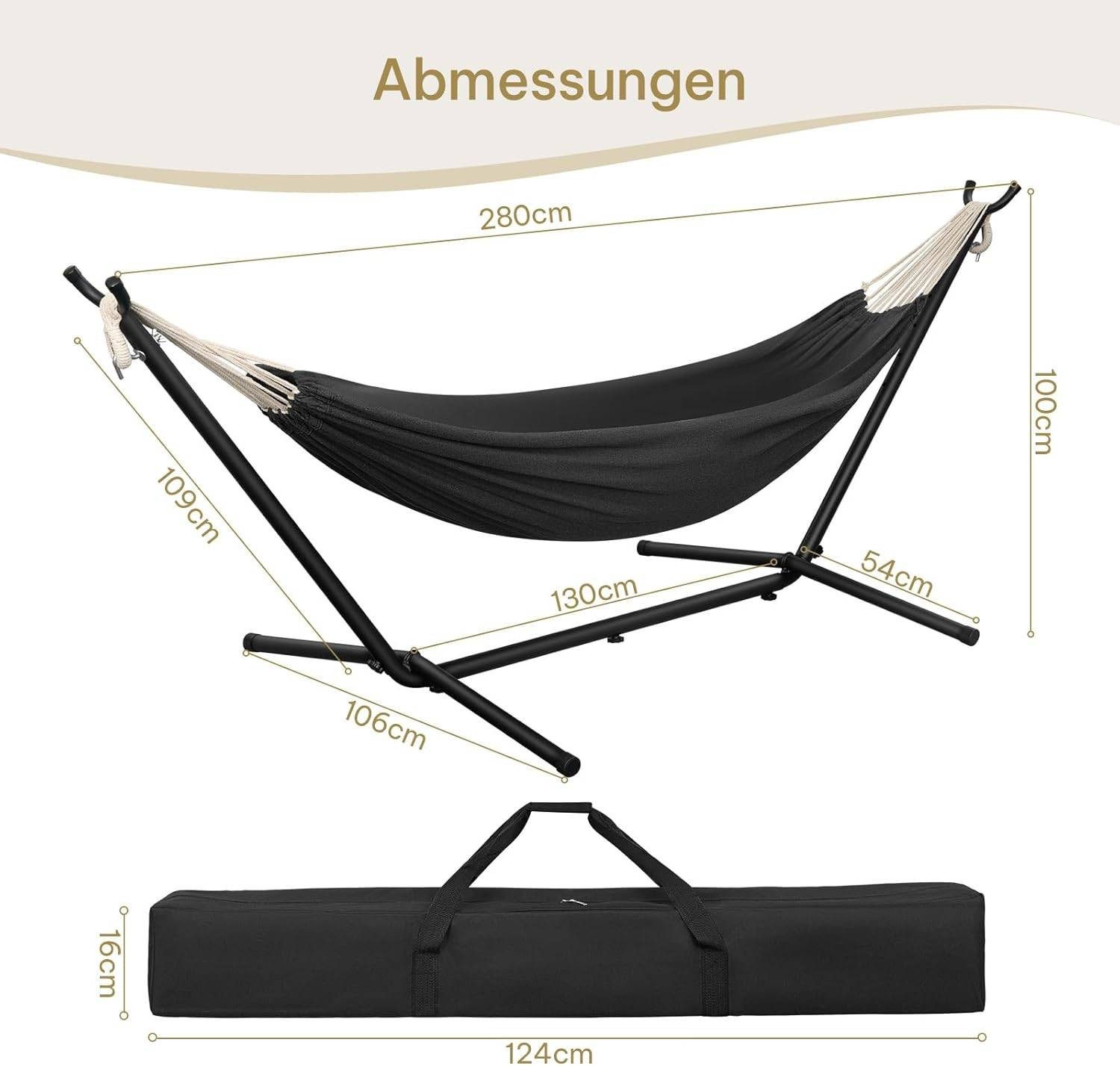 EUGAD Hängematte (1 St), Doppel für 2 Personen, 250 kg belastbar, mit Tragtasche