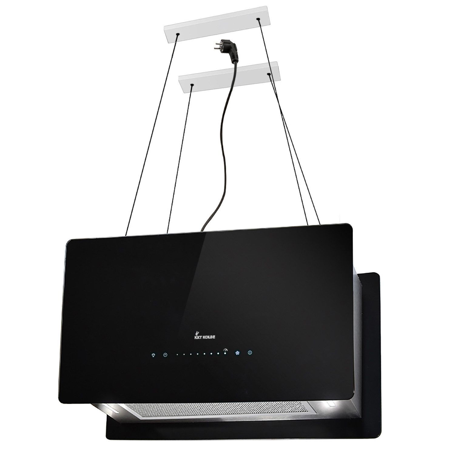 KKT KOLBE Inselhaube Dunstabzugshaube Inselhaube CUBE60-Serie 60cm Abzugshaube / Inselhaube / Umluft / Schwarz / Glas / Touch LED / WiFi