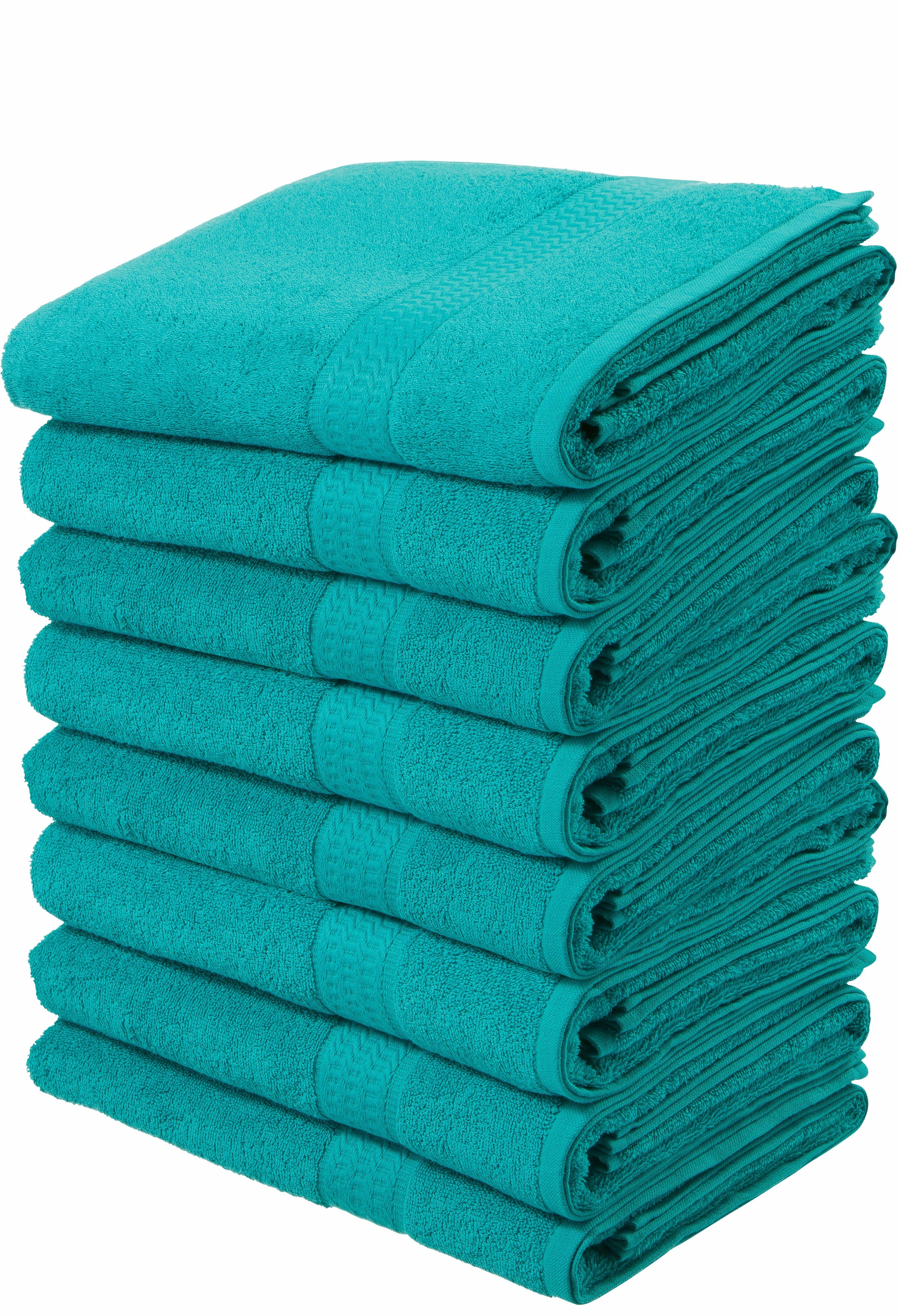 my home Handtücher Juna, 8 Handtücher 50x100, 100% Baumwolle, Walkfrottee (8-St), Set und als Serie, Handtuch-Set mit Bordüre, Uni-Farben, weich