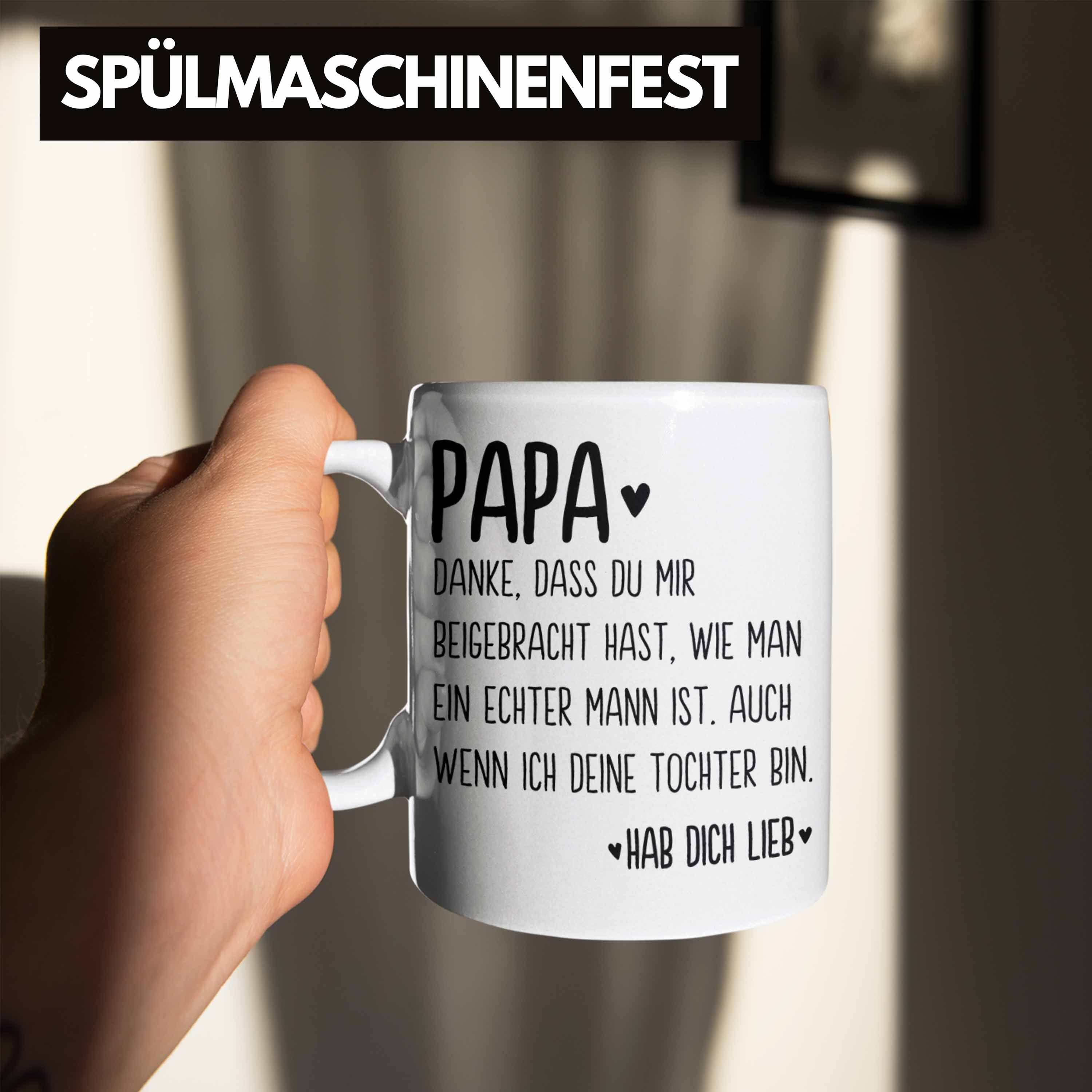 Trendation Tasse Trendation - Geschenk Tasse Sprüche von Papa Tochter Weiss Spruch Vater Kaffeetasse Vatertag Geschenkidee