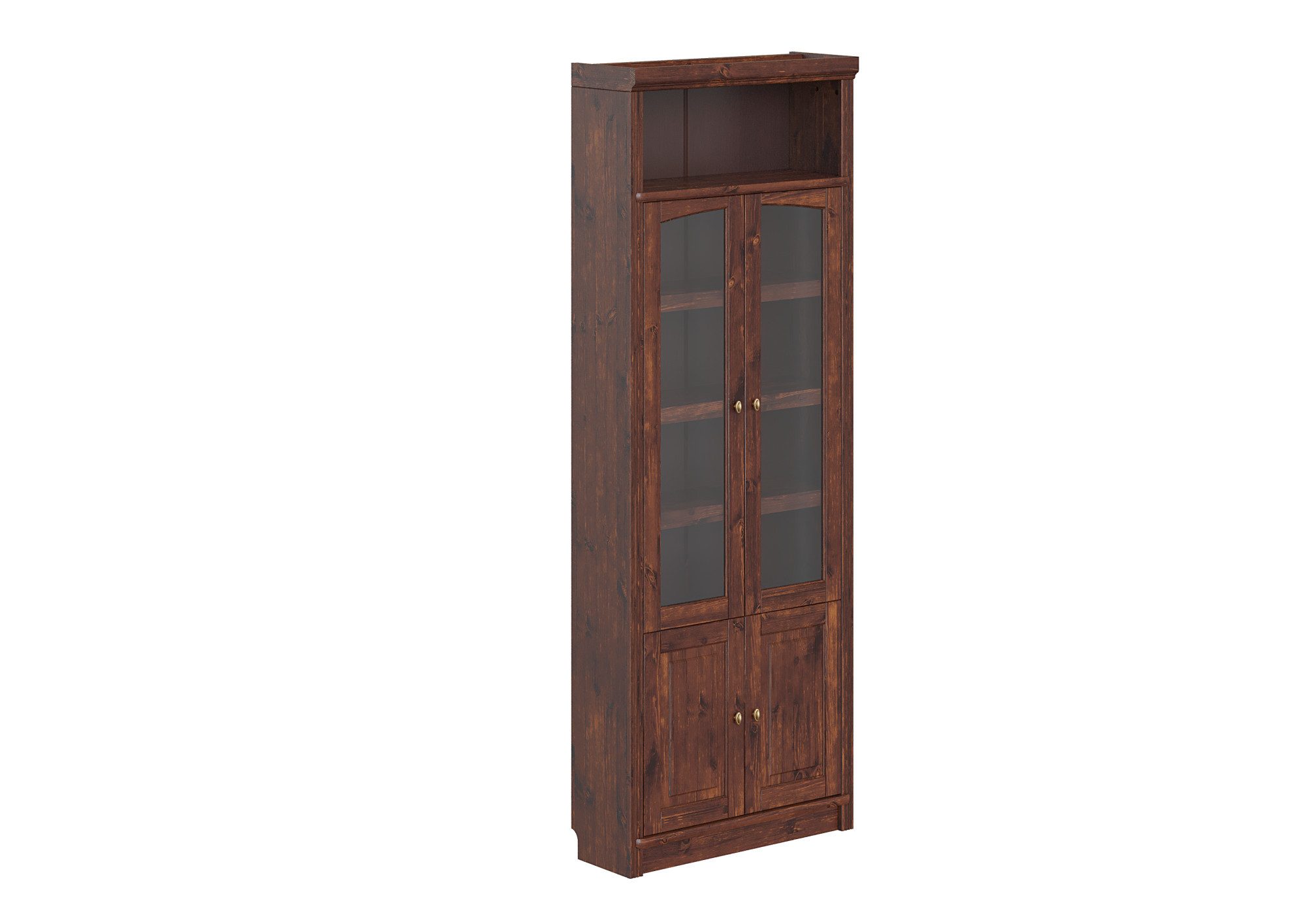 OTTO home Vitrine Soeren Regal mit 2 Glastüren und 2 Holztüren, B/TH: 80/29/220 cm Kiefer FSC®-zertifiziert, 1 offenes Fach, 6 Fächer hinter den Türen