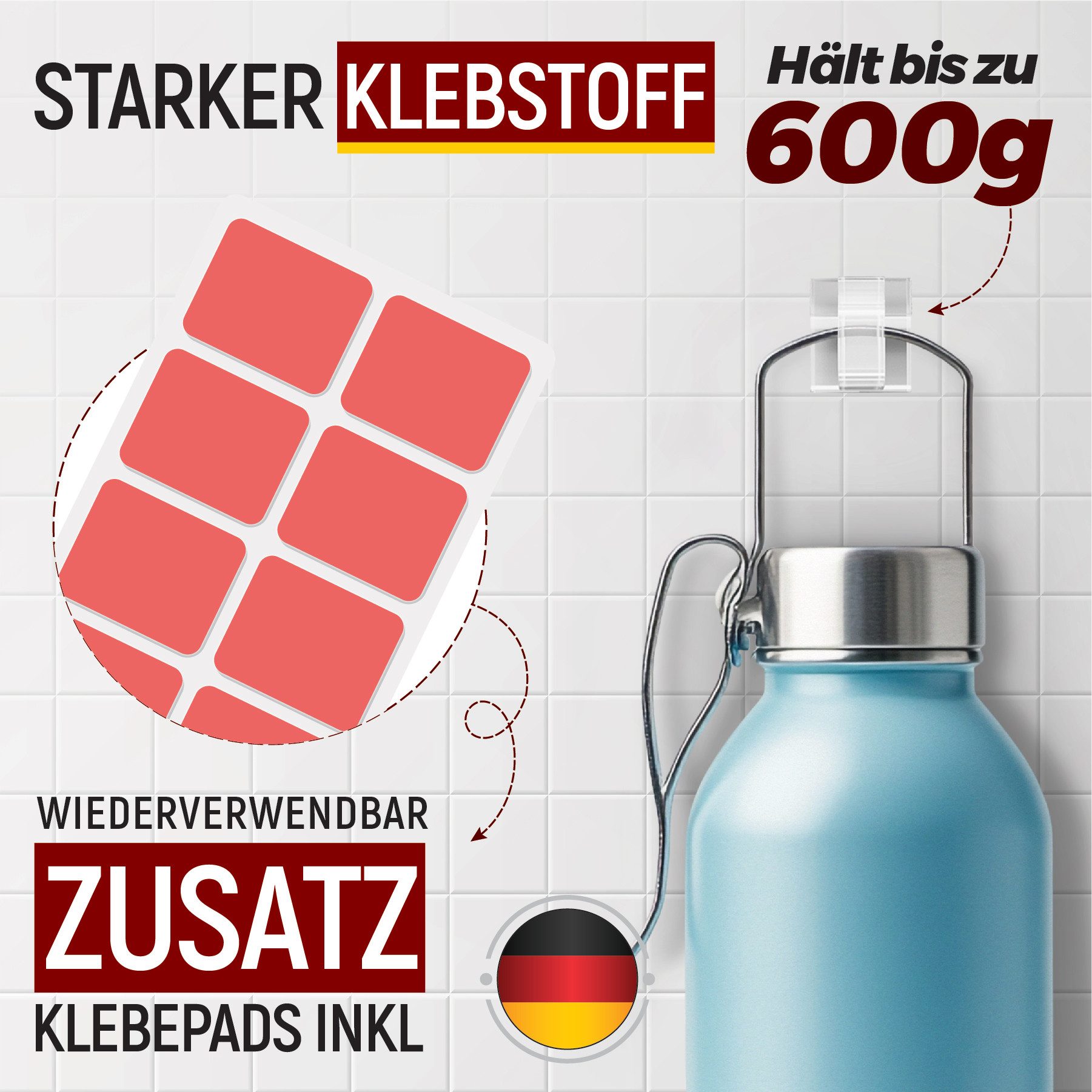 mucHome Kabelführung Kabelhalter selbstklebend 50 Stk transparent 10 Ersatzkleber, Kabelbefestigung für Lichterkette Indoor & Outdoor