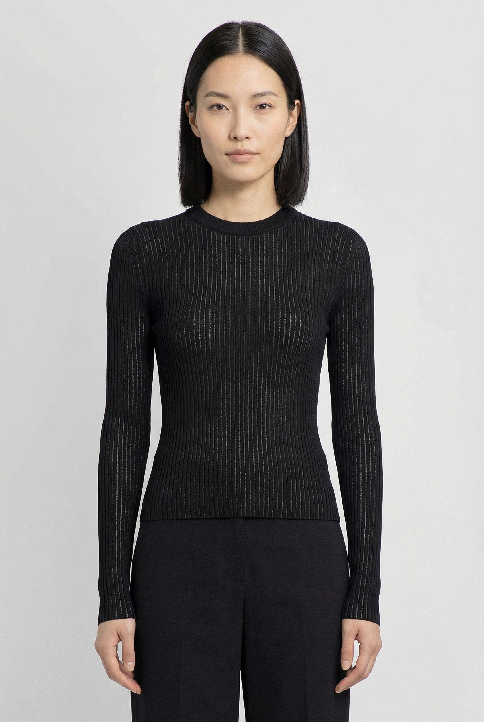 HUGO Blue Rundhalspullover Somya Rippstrick im Viskosemix günstig online kaufen