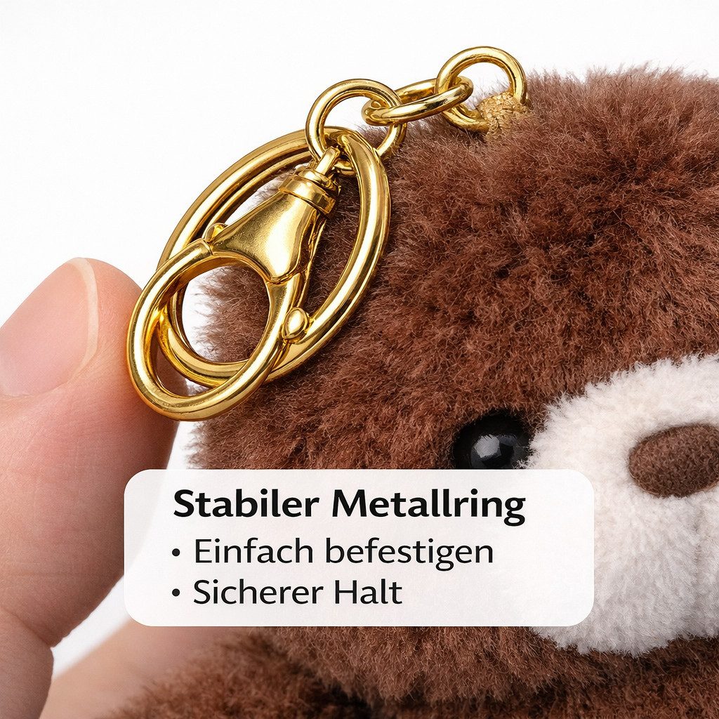 soma Schlüsselanhänger Plüsch Bär Schlüsselanhänger 13cm Weicher Kuschelhase mit Metallring (Set, 1-tlg., Geschenk-Set), Weicher Mini-Teddybär Anhänger für Schlüssel, Tasche oder Rucksack