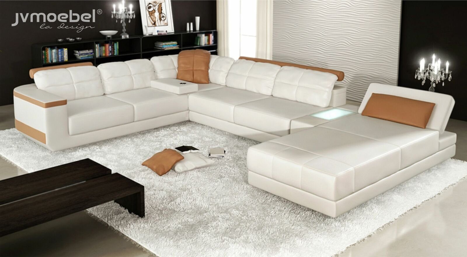 JVmoebel Ecksofa Ecksofa U-Form Sofa Couch Textil Sofas Design Wohnlandschaft, Made in Europe