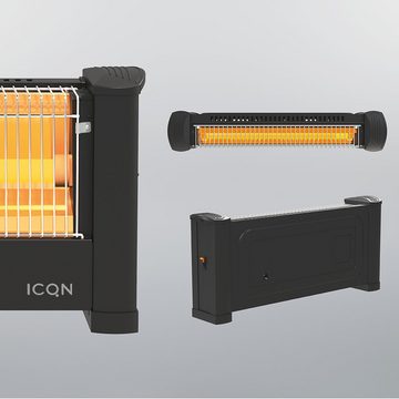 ICQN Heizstrahler Infrarot Standheizstrahler für Büro oder Haus, 135 Zentimeter Kabel, 900 W, Für Räume bis 9m², IP20, Elektroheizung, IQ.0900.APW