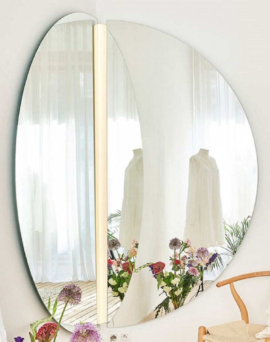 Casa Padrino Spiegel Luxus Eckspiegel 150 x 3,5 x H. 150 cm - Eck Wandspiegel mit LED Streifen - Hotel Spiegel - Boutique Spiegel - Luxus Qualität