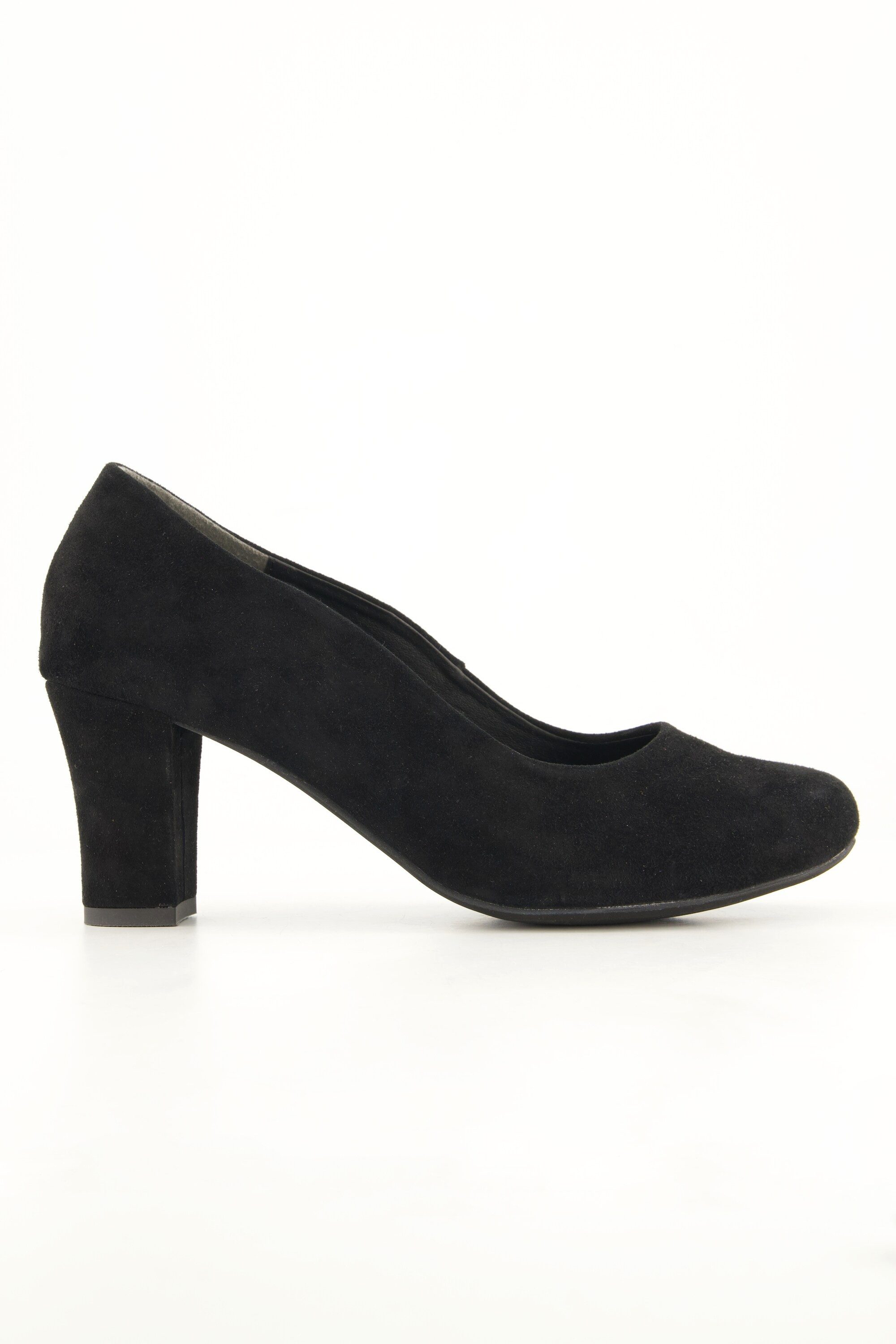 Ulla Popken Veloursleder-Pumps Wellenschnitt Blockabsatz Pumps günstig online kaufen