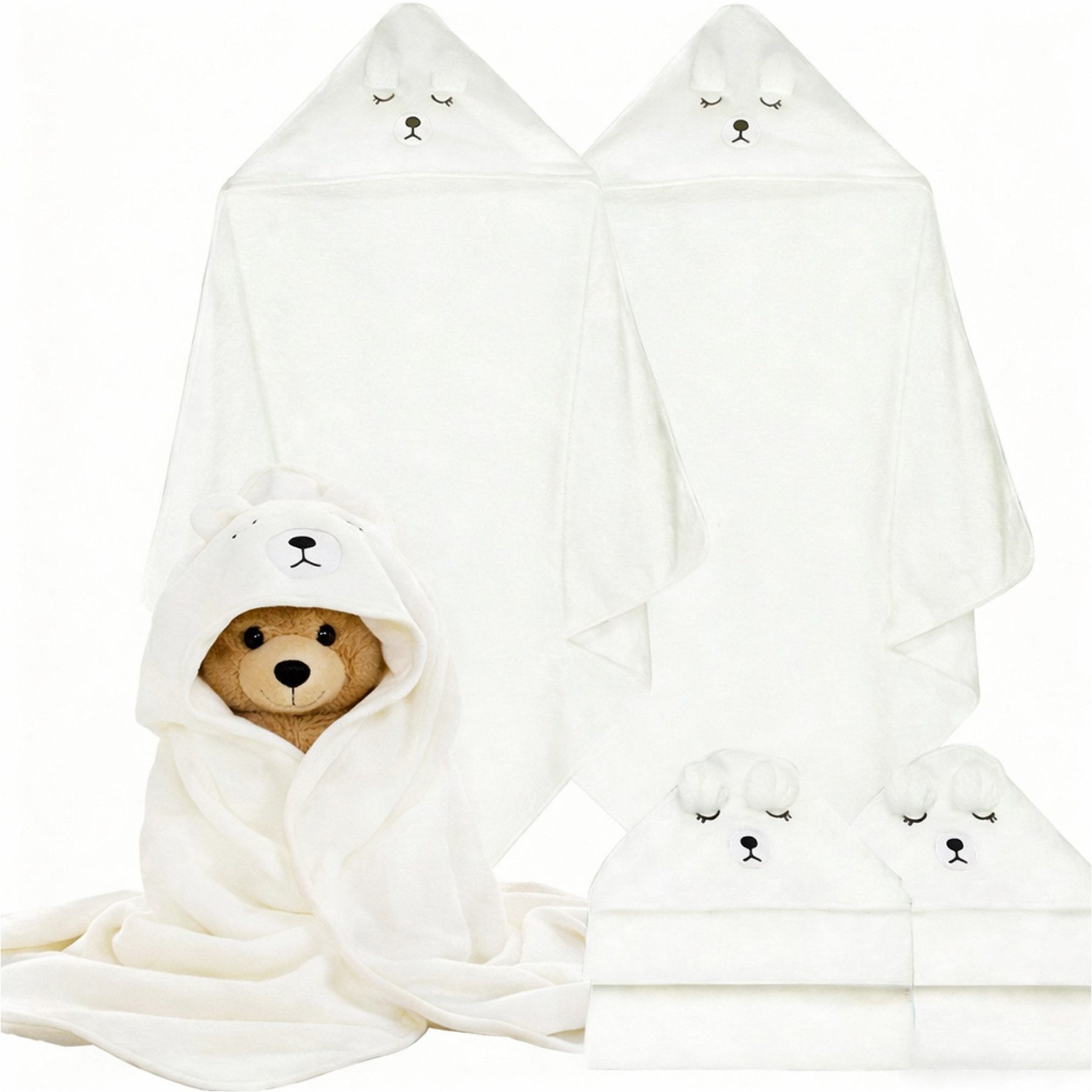 Mutig Kapuzenhandtuch 2 Stück Kapuzenhandtuch für Babys, 80x80 cm, (Babybadetuch aus Korallenvlies, für Kinder von 0, 1, 2, 3, 4, 5 Jahren), Handtücher für Babys und Neugeborene, weich & saugfähig