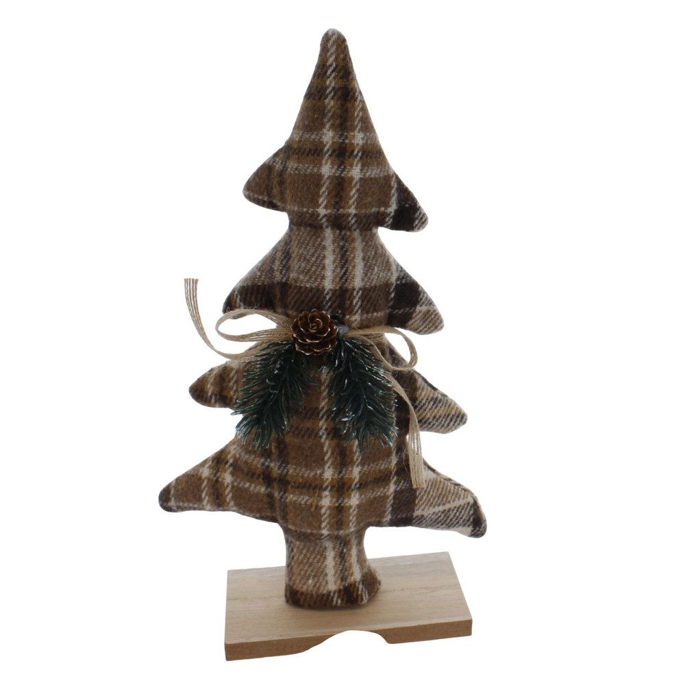 Weihnachtsfigur Standdeko - Tannenbaum - kariert - ca. 14 x 6 x 26,5 cm