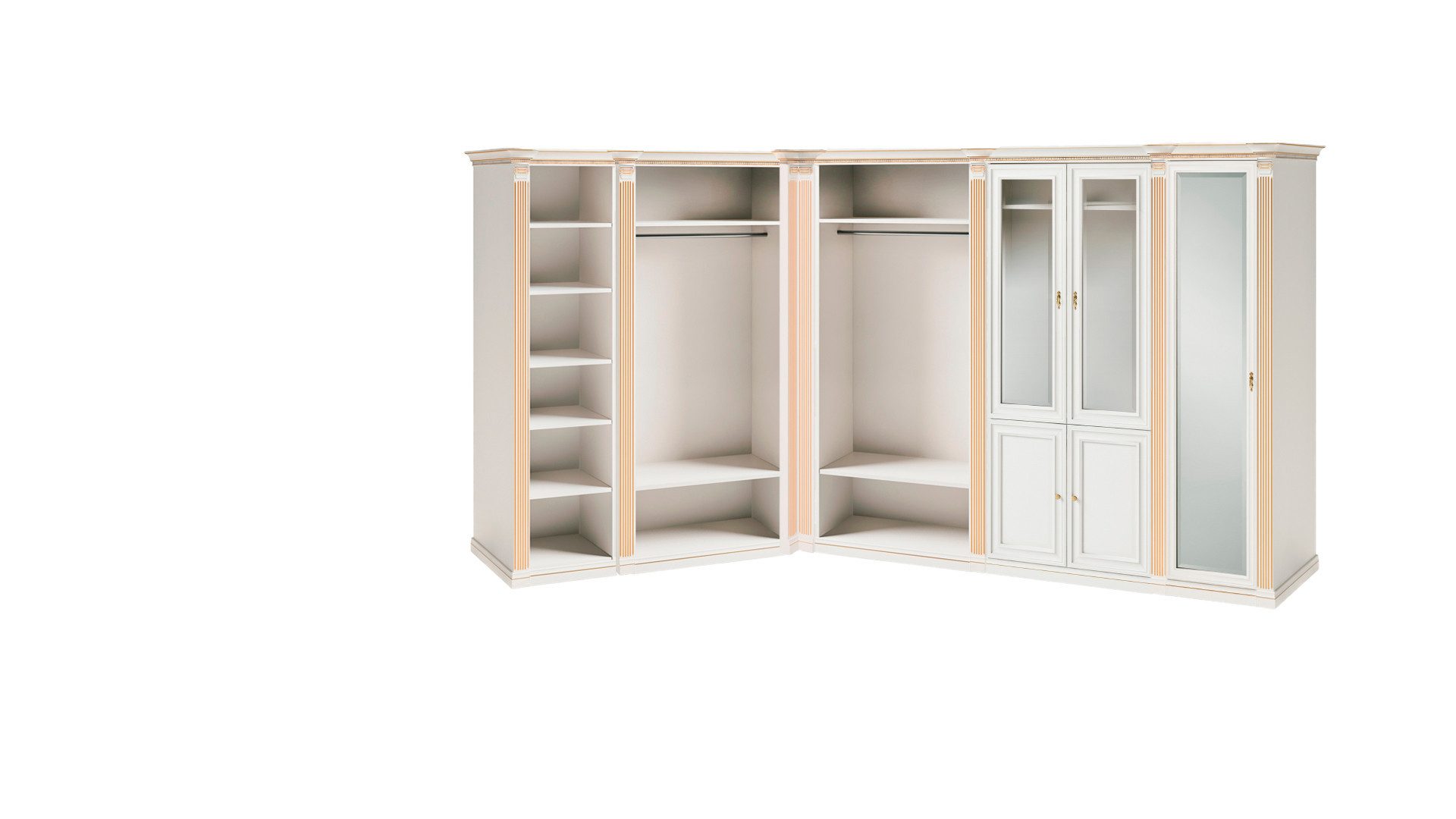 JVmoebel Eckschrank Weißer Massivholz Eckschrank Exklusive Schlafzimmer Designer Edle (Eckschrank) Made in Europa