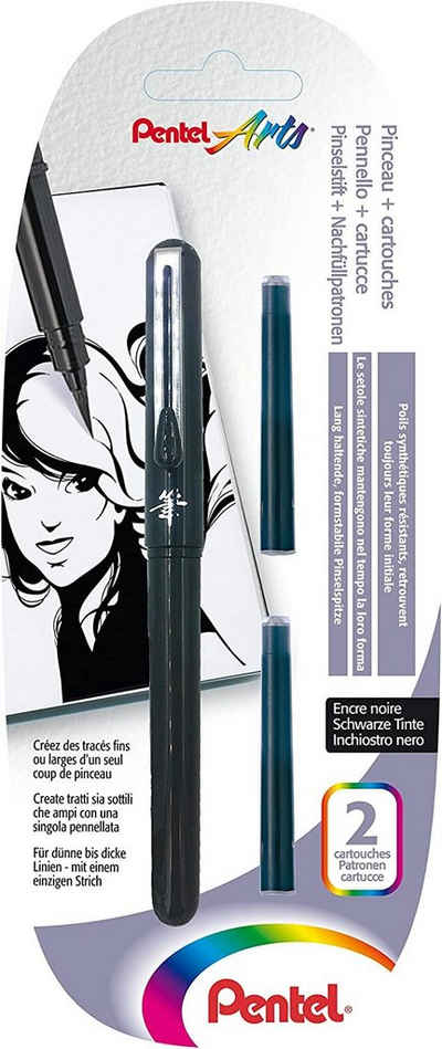 PENTEL Fineliner PentelArts Brush Pen Pinselstift inkl. 2 Nachfüll-Patronen