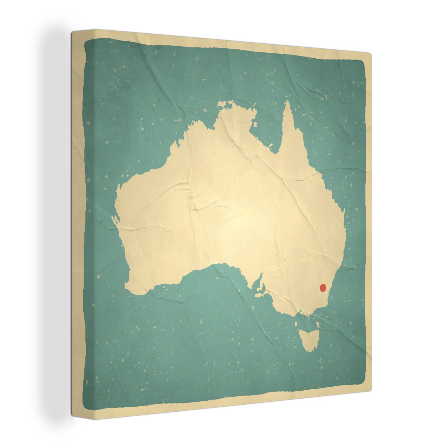 OneMillionCanvasses® Schlafzimmer Illustration Leinwand Eine Canberra, Karte Bilder Wohnzimmer (1 für St), von Australien Leinwandbild einer und