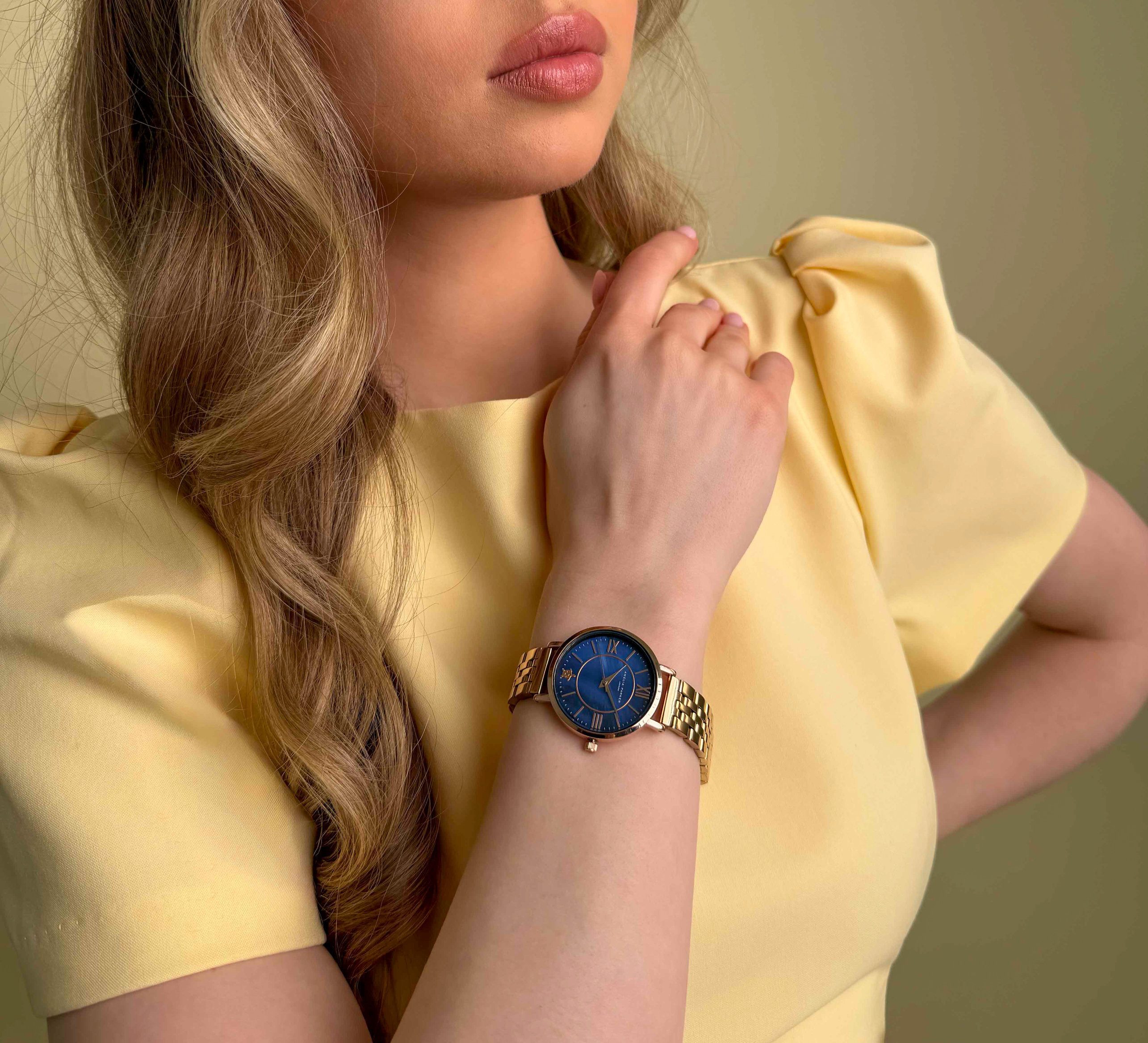 AMELIA PARKER Quarzuhr SAB5-4 Petite Blue Rose gold Link Set