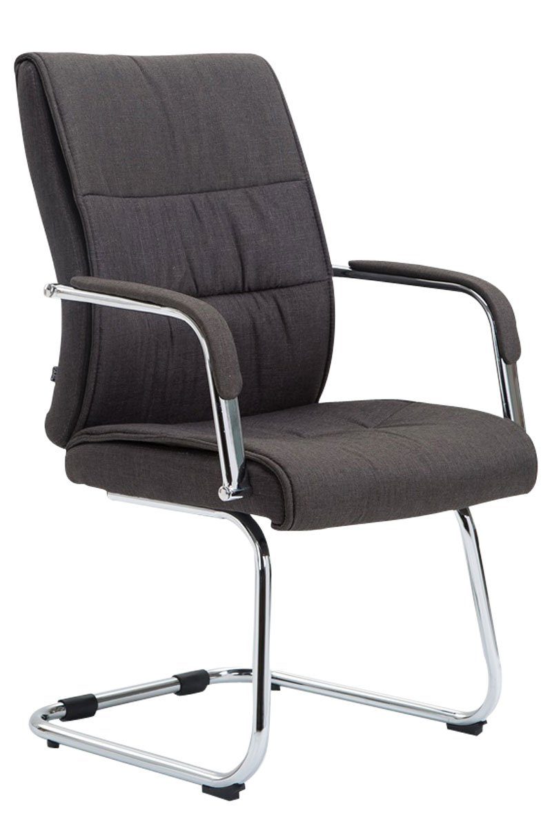 TPFLiving Besucherstuhl Siva mit hochwertig gepolsterter Sitzfläche - Konferenzstuhl (Küchenstuhl - Esszimmerstuhl - Wohnzimmerstuhl), Gestell: Metall chrom - Sitzfläche: Stoff dunkelgrau